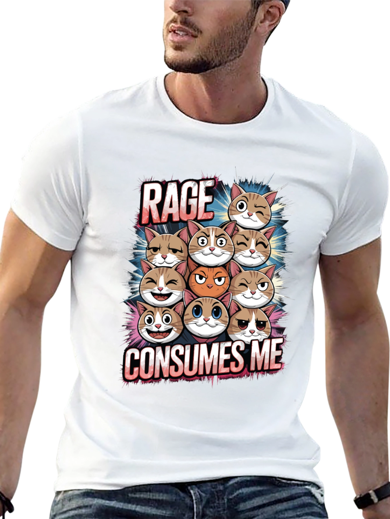 Rage Consumes Me Cats Graphic T-Shirt