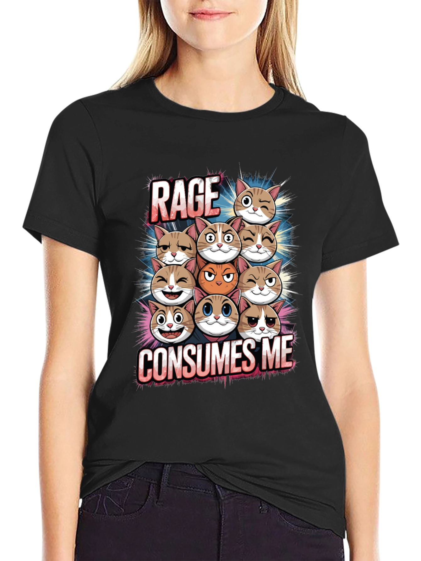 Rage Consumes Me Cats Graphic T-Shirt