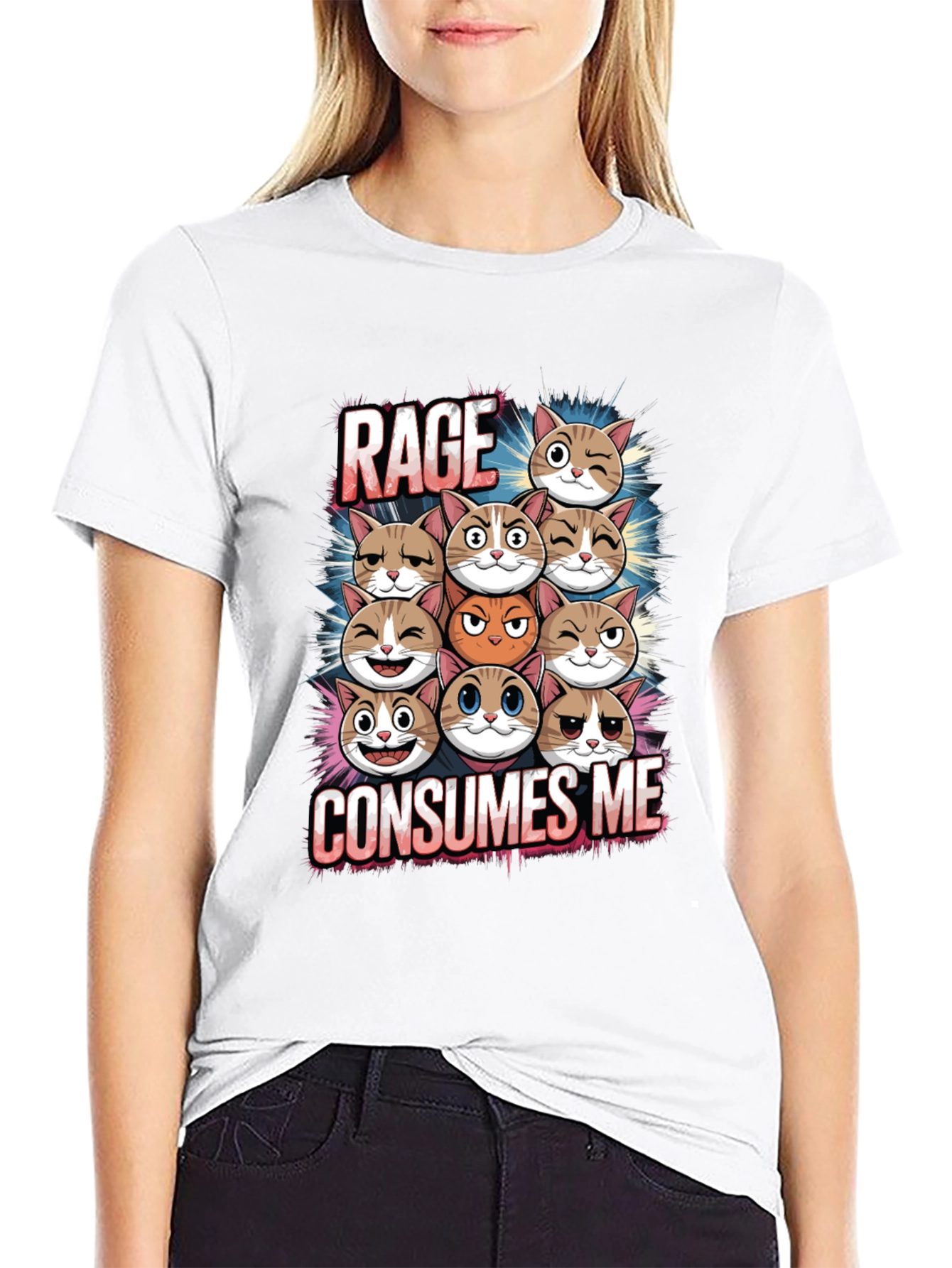 Rage Consumes Me Cats Graphic T-Shirt