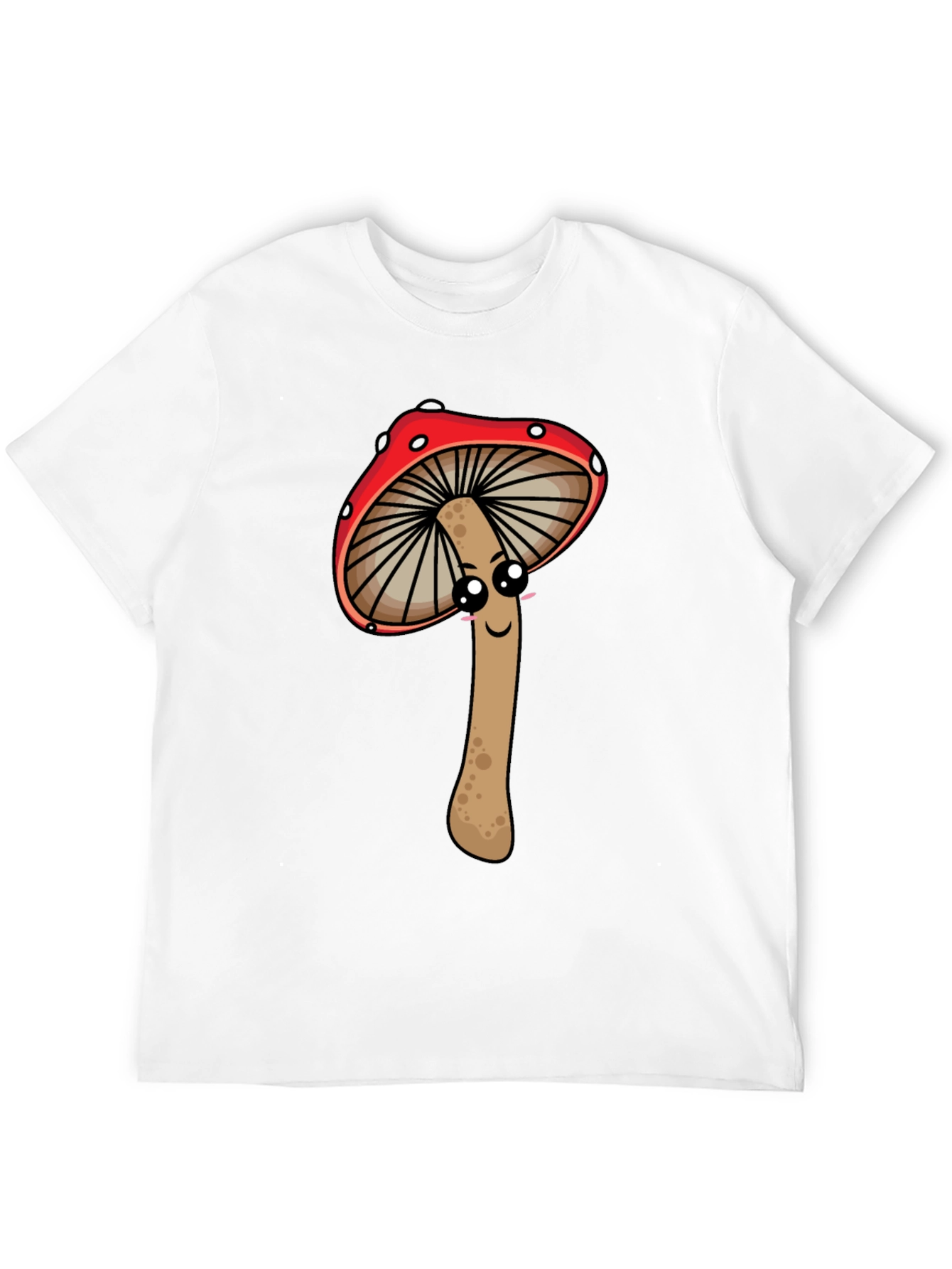 Cute Mushroom Graphic Tee - Black Cotton T-Shirt