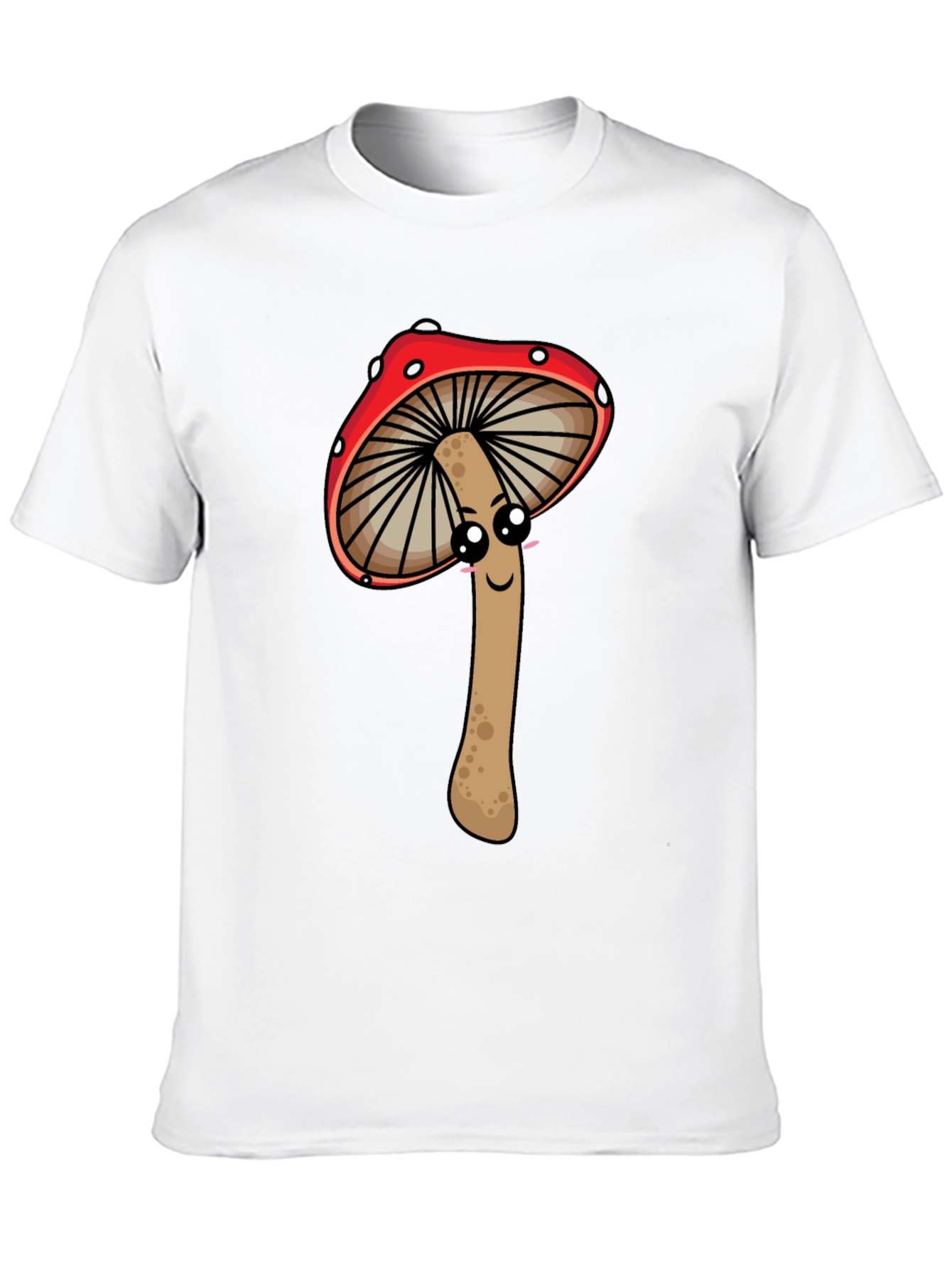 Cute Mushroom Graphic Tee - Black Cotton T-Shirt