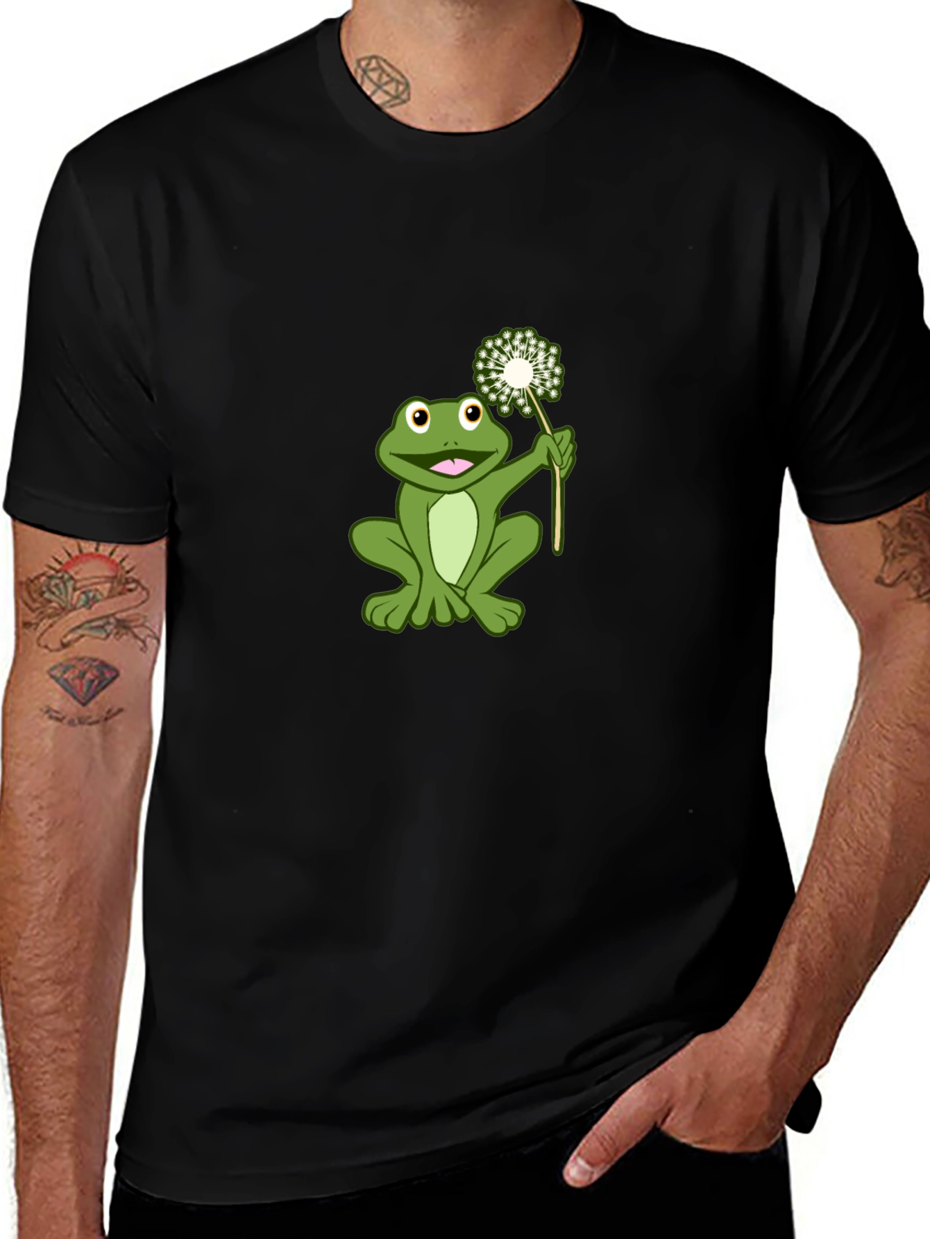 Frog Holding Dandelion Graphic Tee