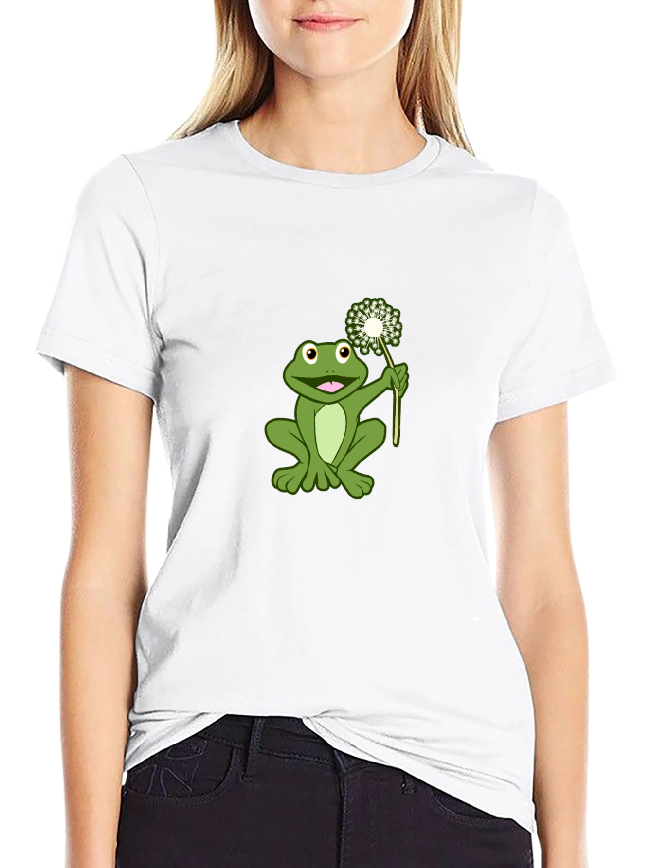 Frog Holding Dandelion Graphic Tee