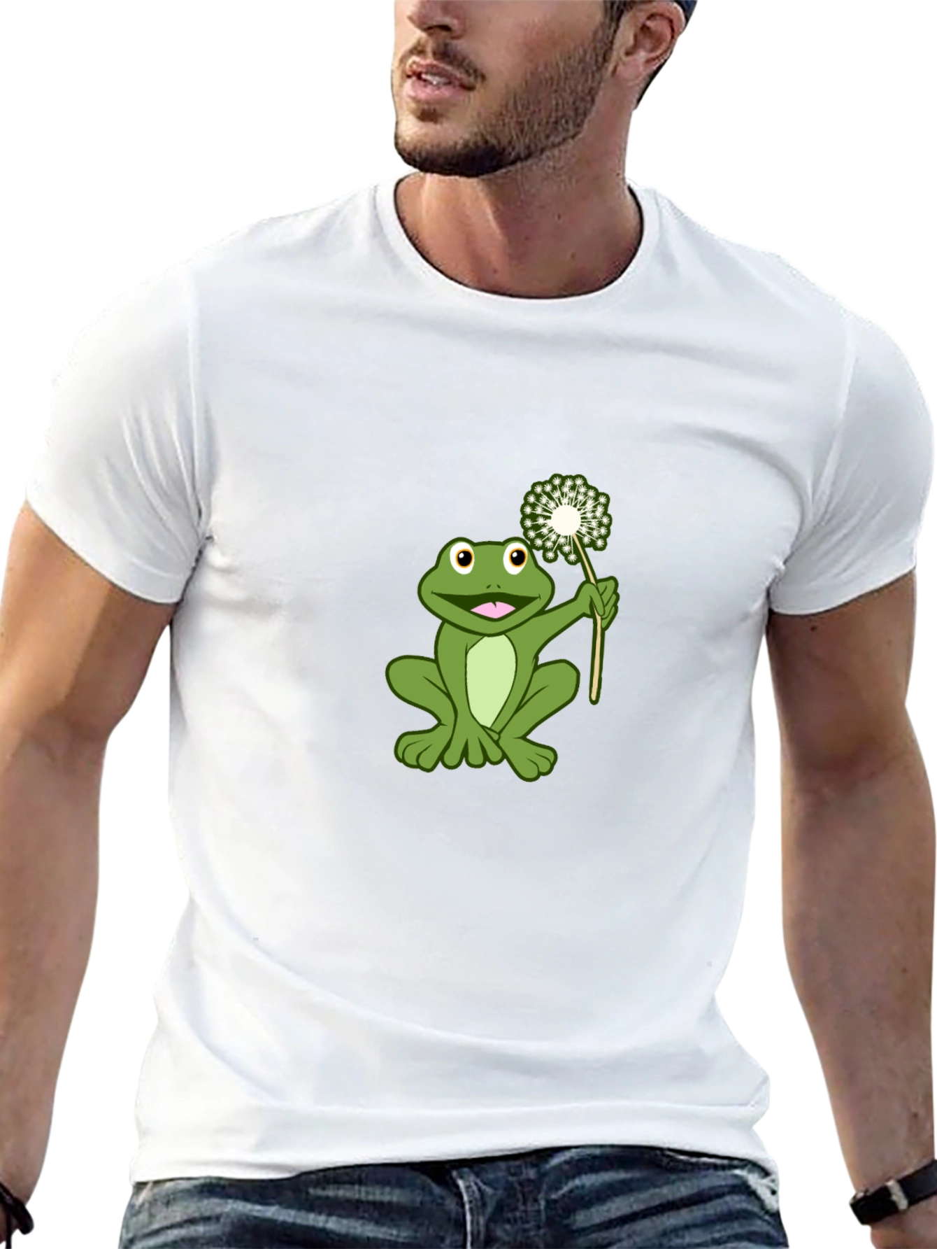 Frog Holding Dandelion Graphic Tee