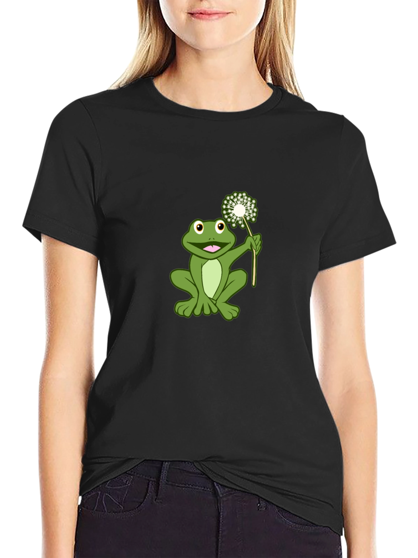Frog Holding Dandelion Graphic Tee
