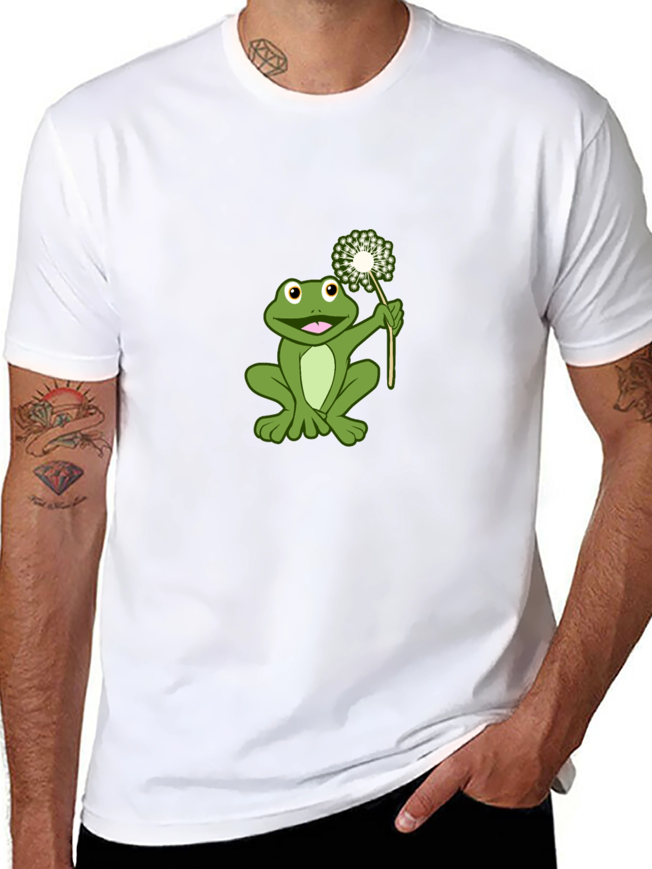 Frog Holding Dandelion Graphic Tee