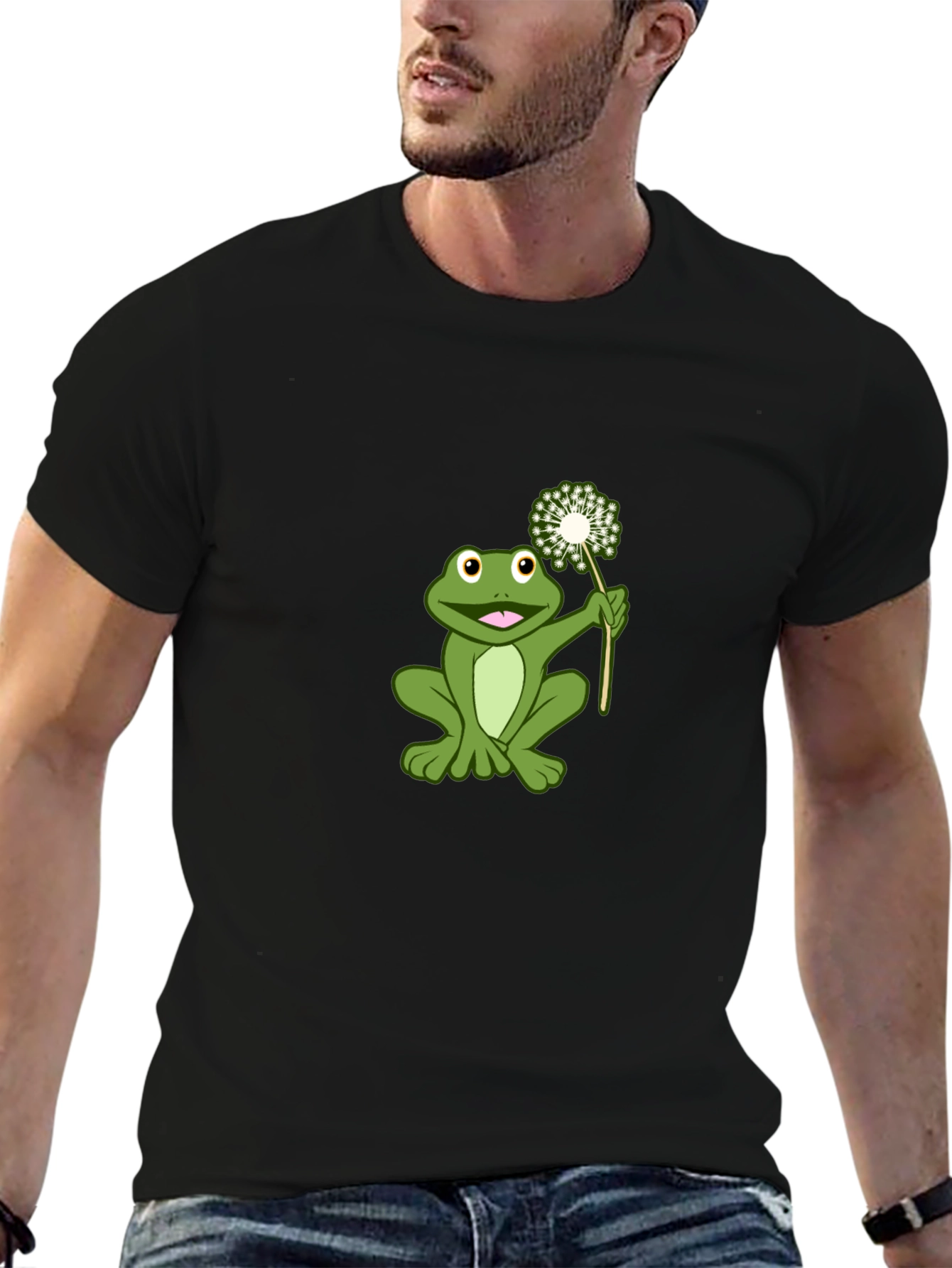 Frog Holding Dandelion Graphic Tee