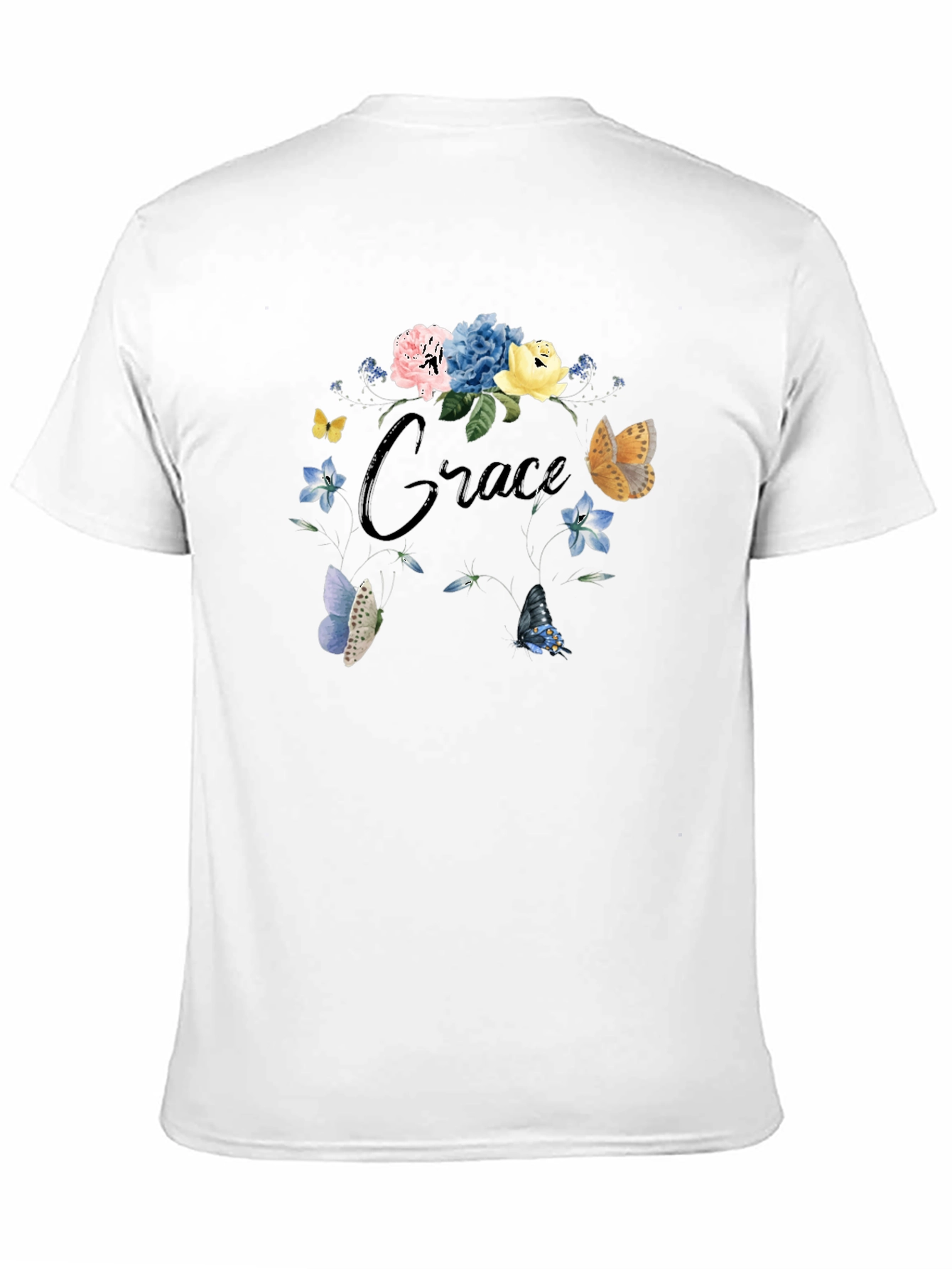 Grace Floral Butterfly Black T-Shirt