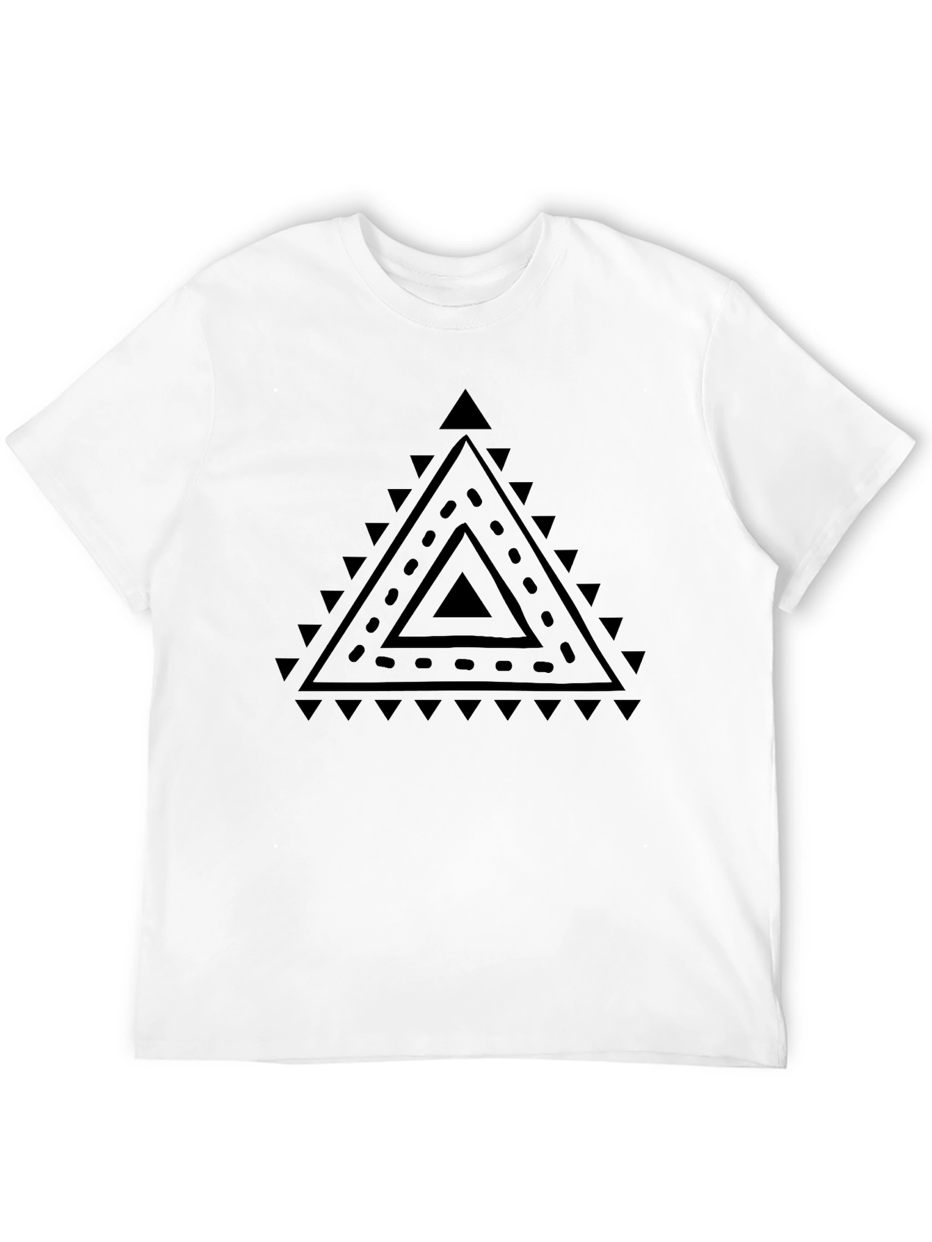 Geometric Triangle Print Black T-Shirt