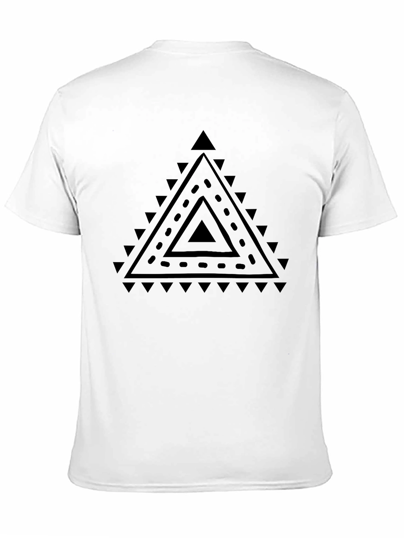Geometric Triangle Print Black T-Shirt