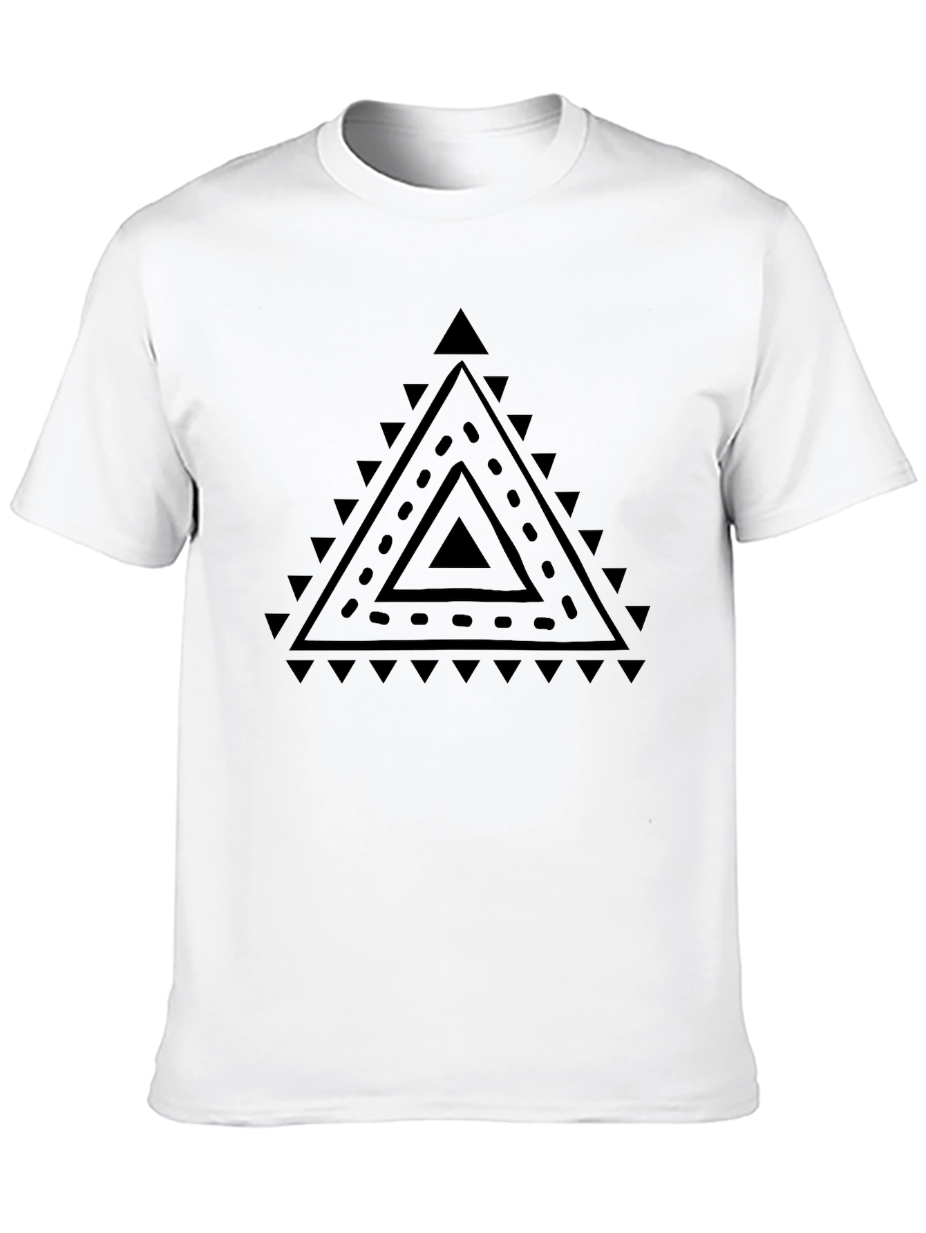 Geometric Triangle Print Black T-Shirt