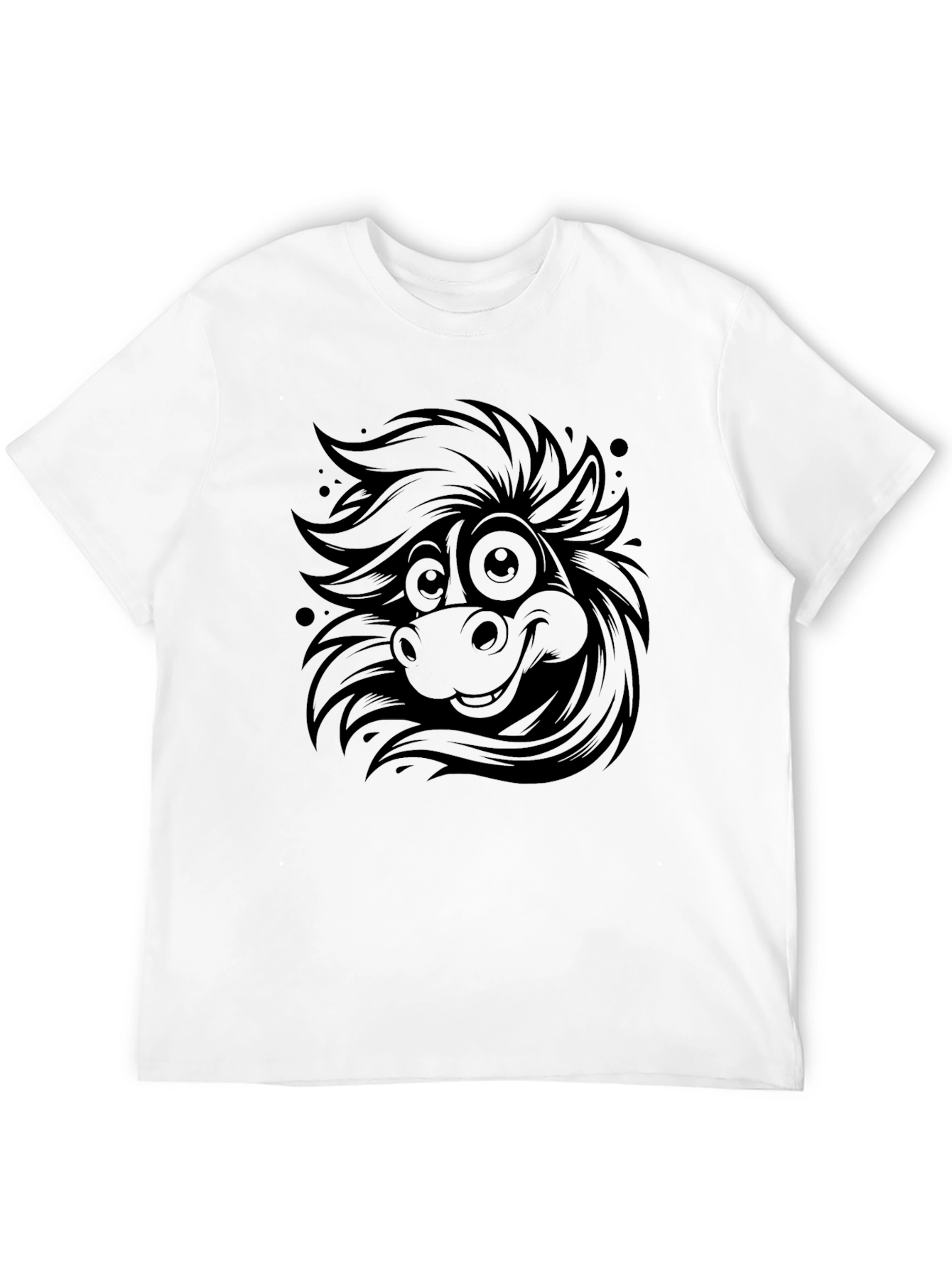 Cartoon Horse Tee - Quirky Black Graphic T-Shirt
