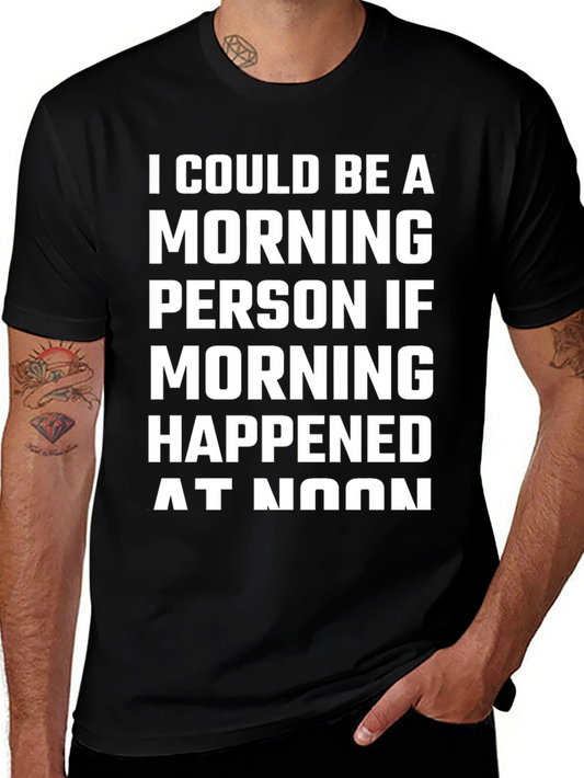 Funny Morning Person Graphic Tee - Black Cotton T-Shirt