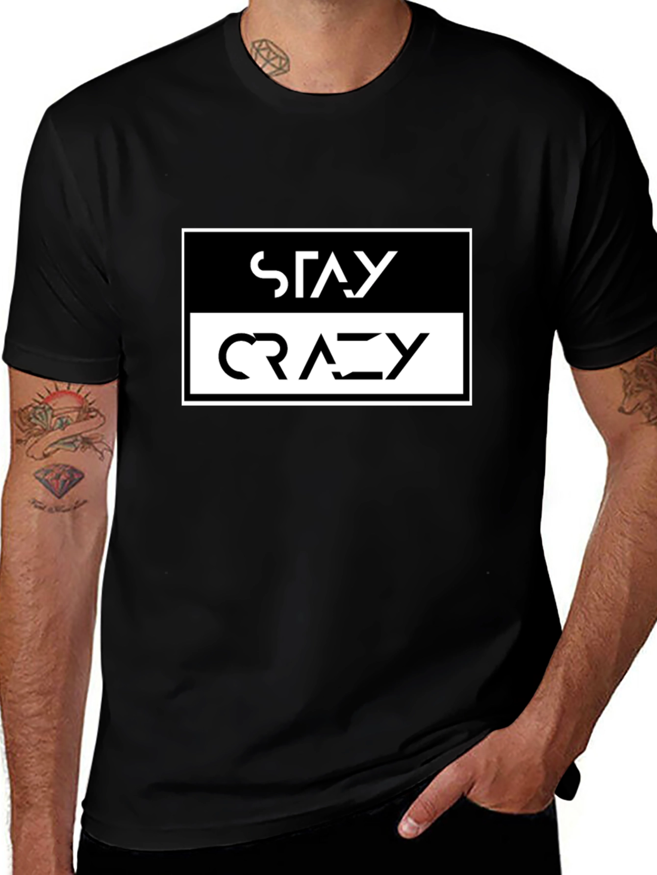 Stay Crazy Graphic Tee - Black