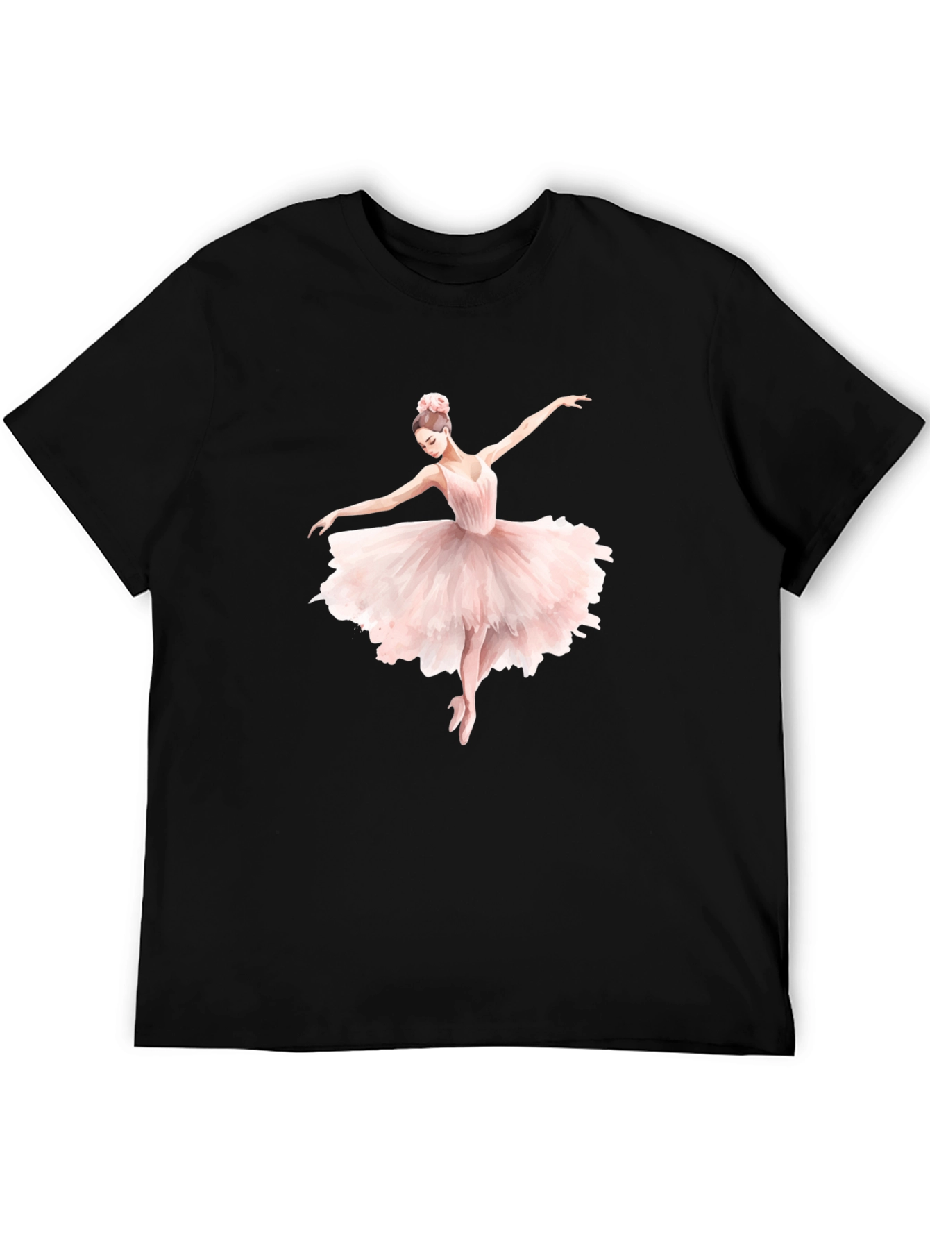 Elegant Ballerina Graphic Tee - Classic Black T-Shirt