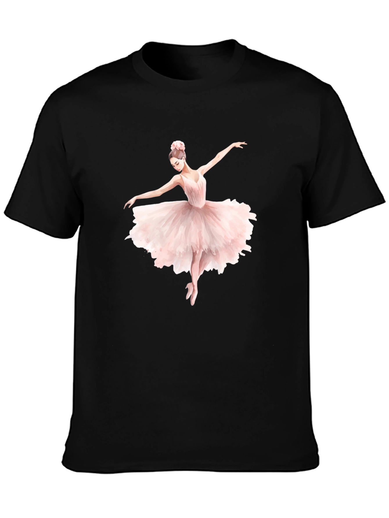 Elegant Ballerina Graphic Tee - Classic Black T-Shirt