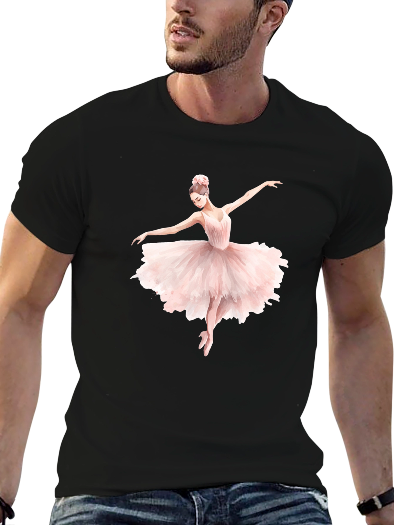 Elegant Ballerina Graphic Tee - Classic Black T-Shirt