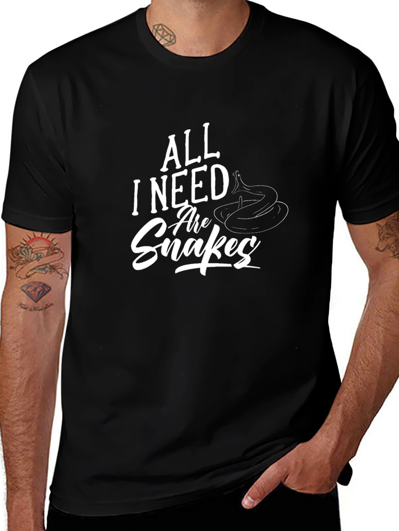 All I Need Are Snakes Black T-Shirt