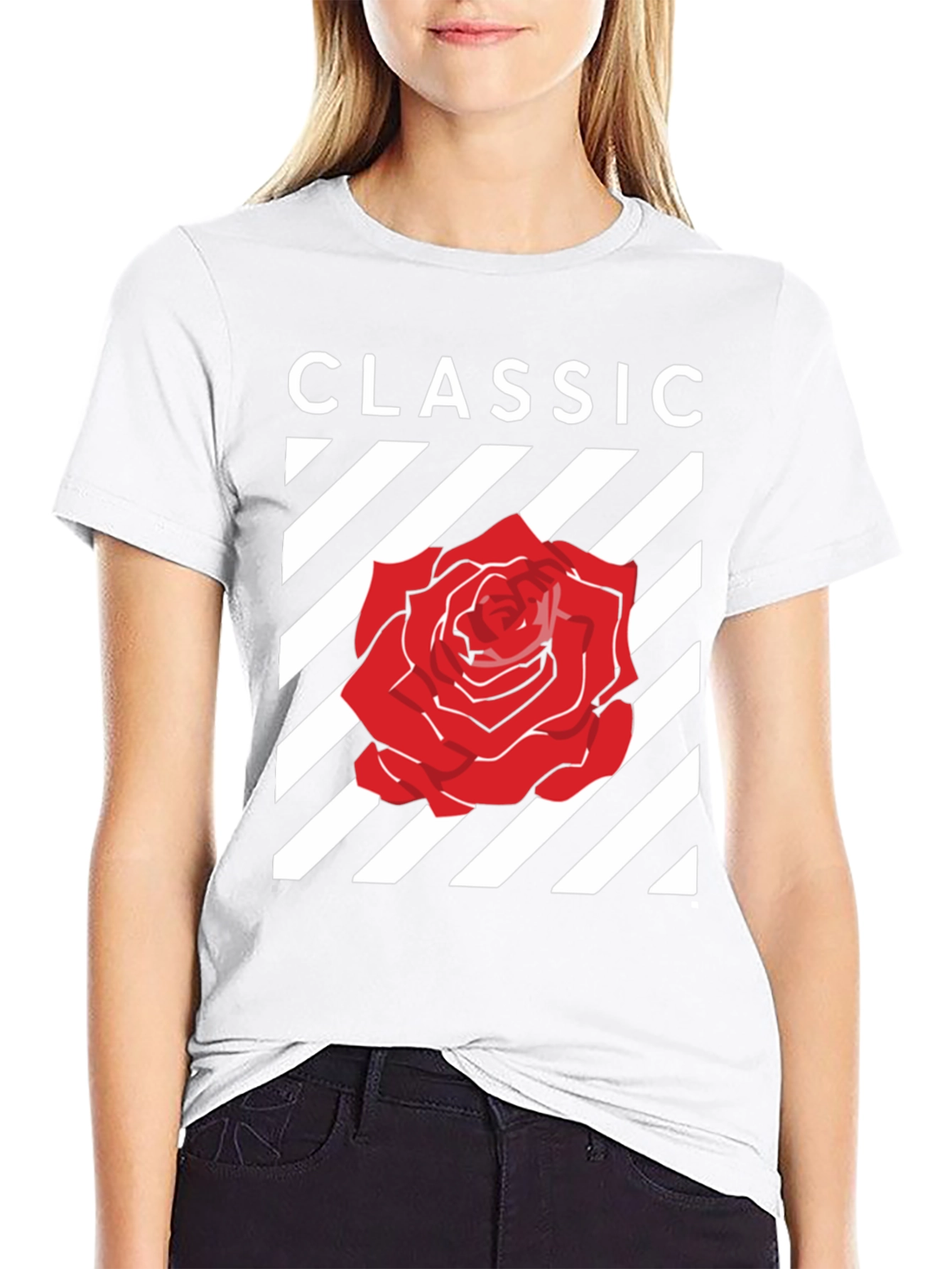 Classic Rose Graphic Tee - Stylish Black T-Shirt