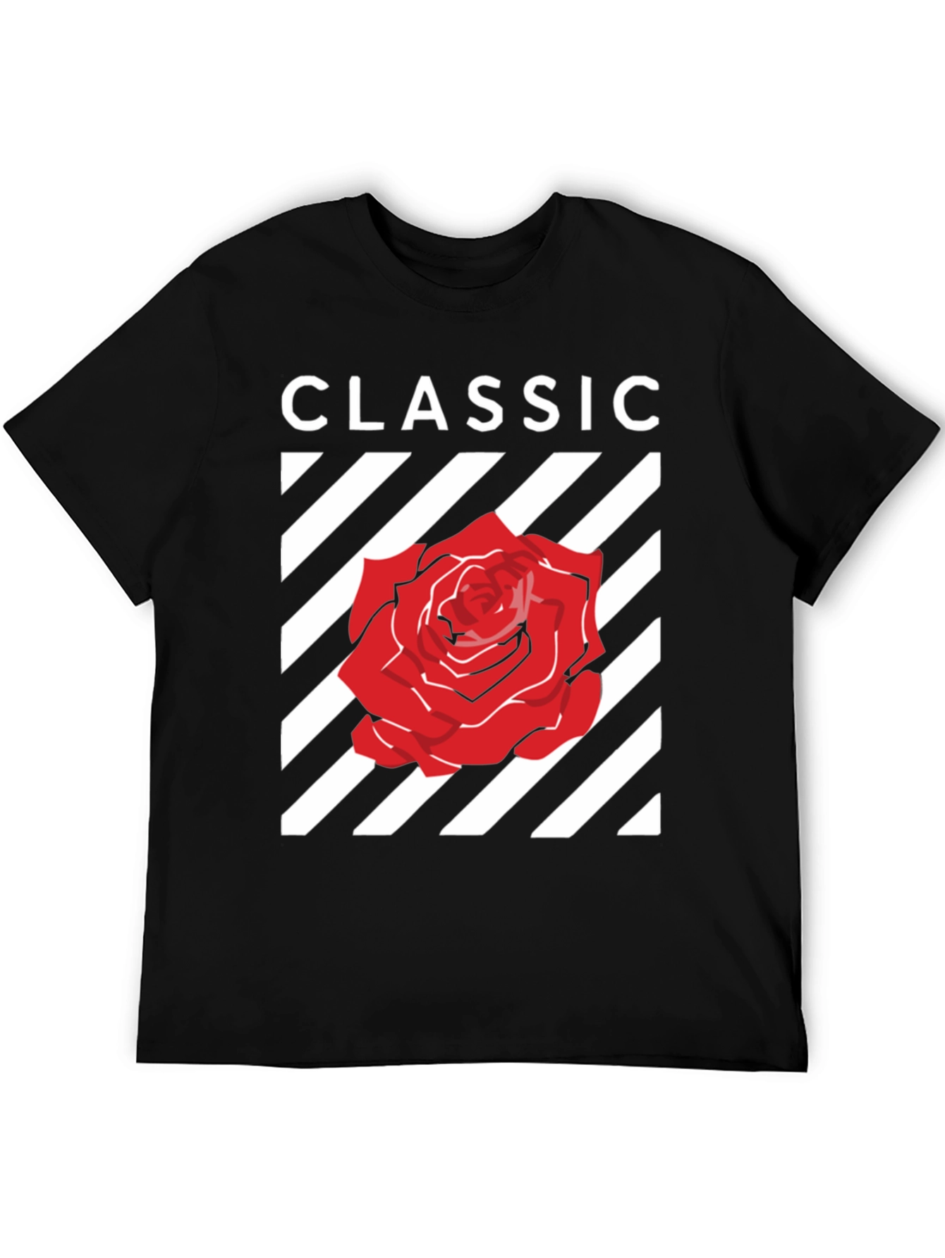 Classic Rose Graphic Tee - Stylish Black T-Shirt