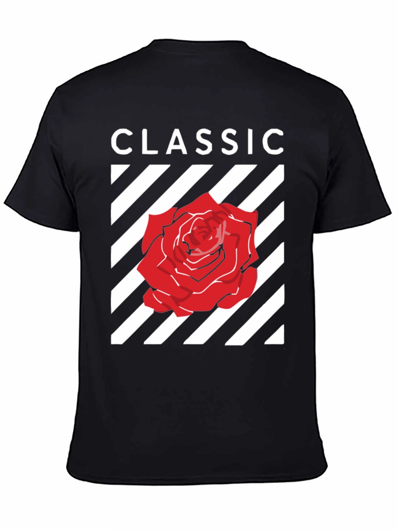 Classic Rose Graphic Tee - Stylish Black T-Shirt