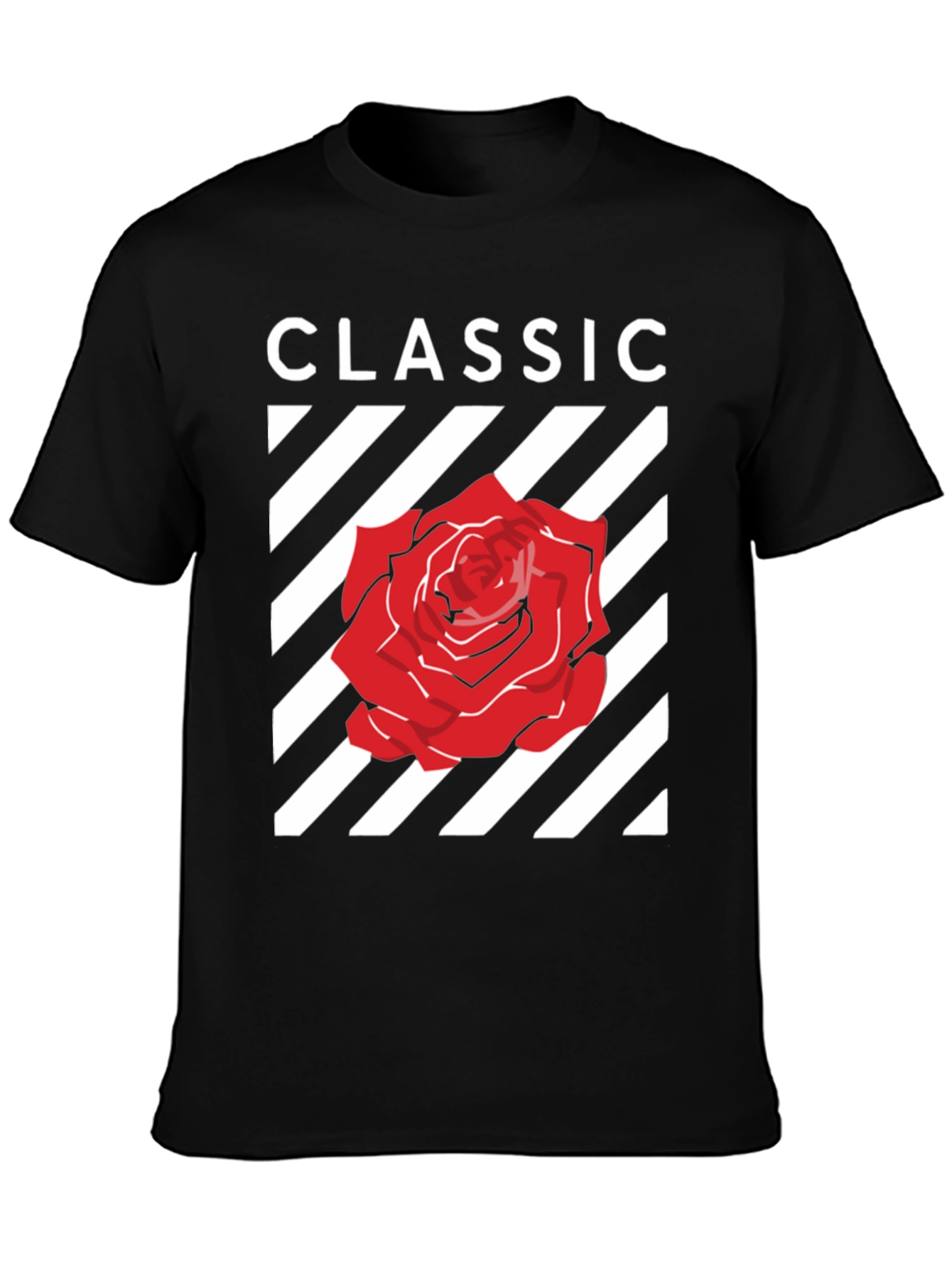 Classic Rose Graphic Tee - Stylish Black T-Shirt