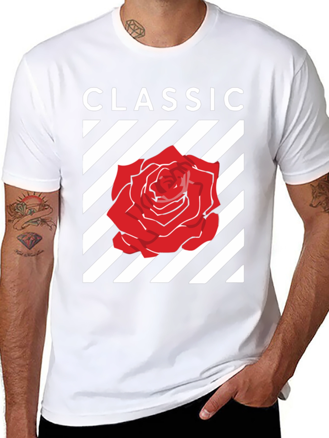 Classic Rose Graphic Tee - Stylish Black T-Shirt