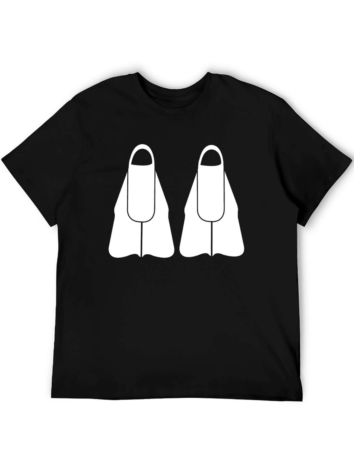Diving Fins Graphic Tee - Black Cotton T-Shirt
