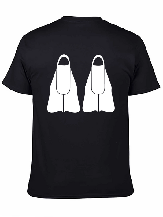 Diving Fins Graphic Tee - Black Cotton T-Shirt