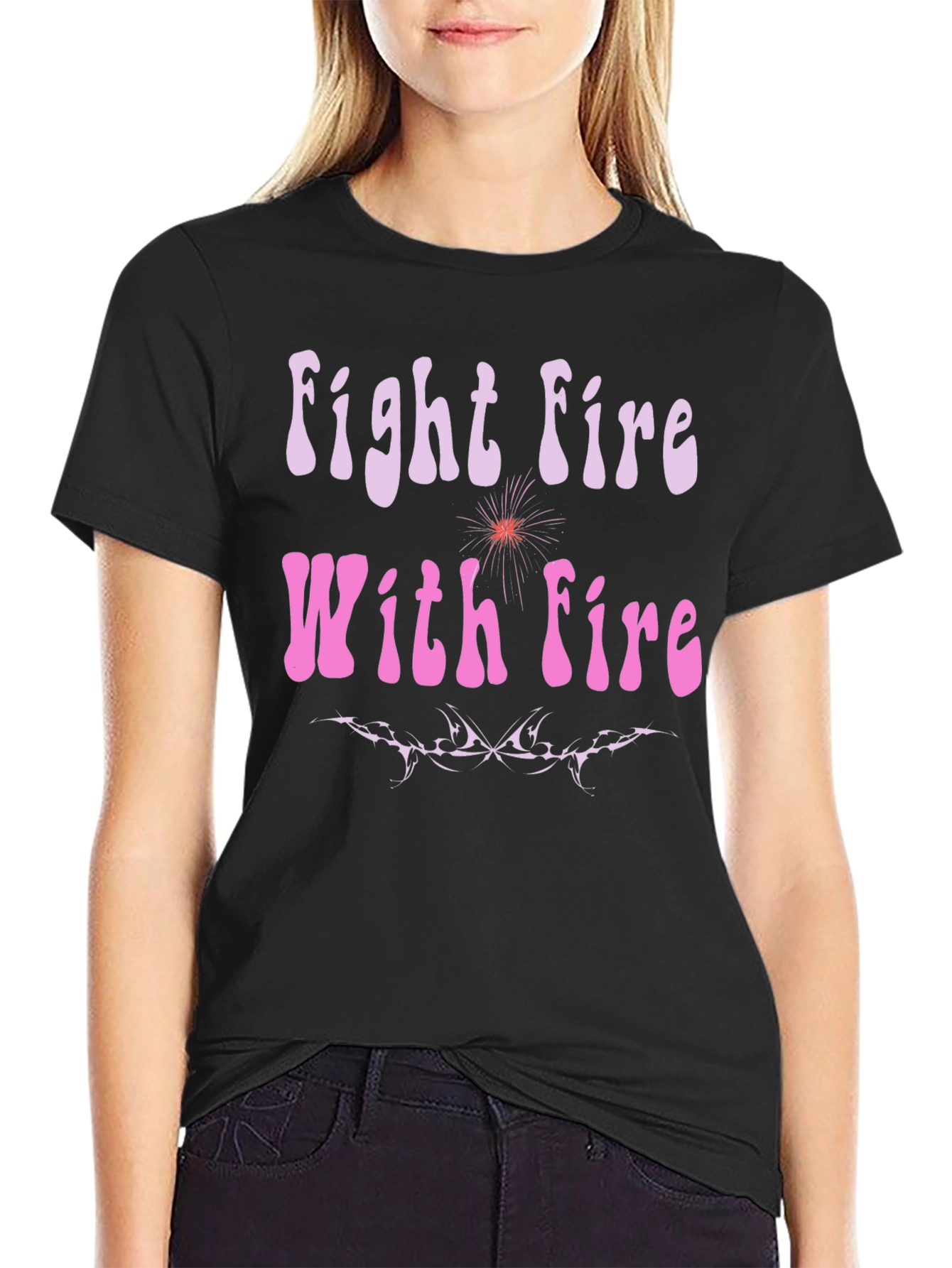 Fight Fire With Fire Graphic Tee - Black