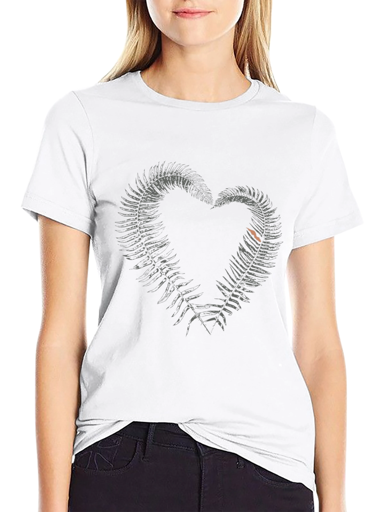 Fern Heart Graphic Tee - Stylish Black T-Shirt