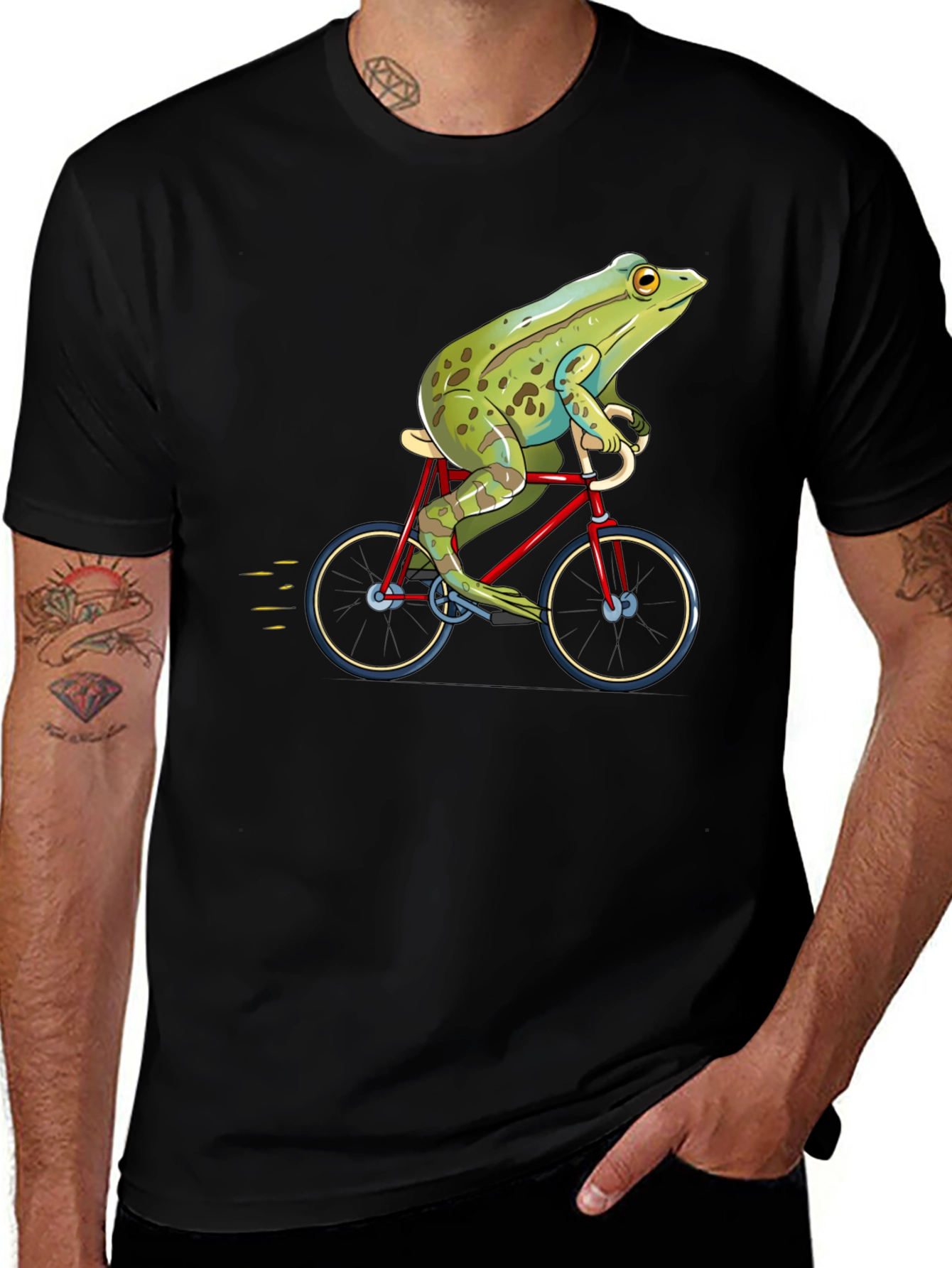 Frog on Bicycle Graphic T-Shirt