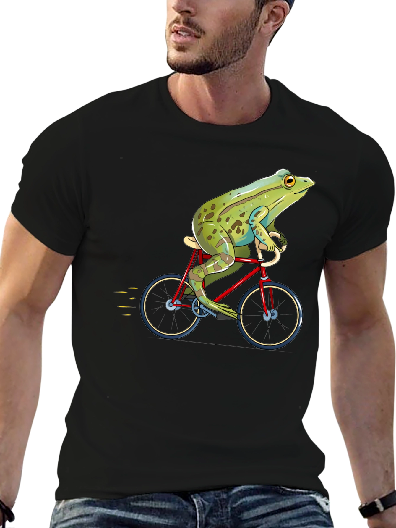 Frog on Bicycle Graphic T-Shirt