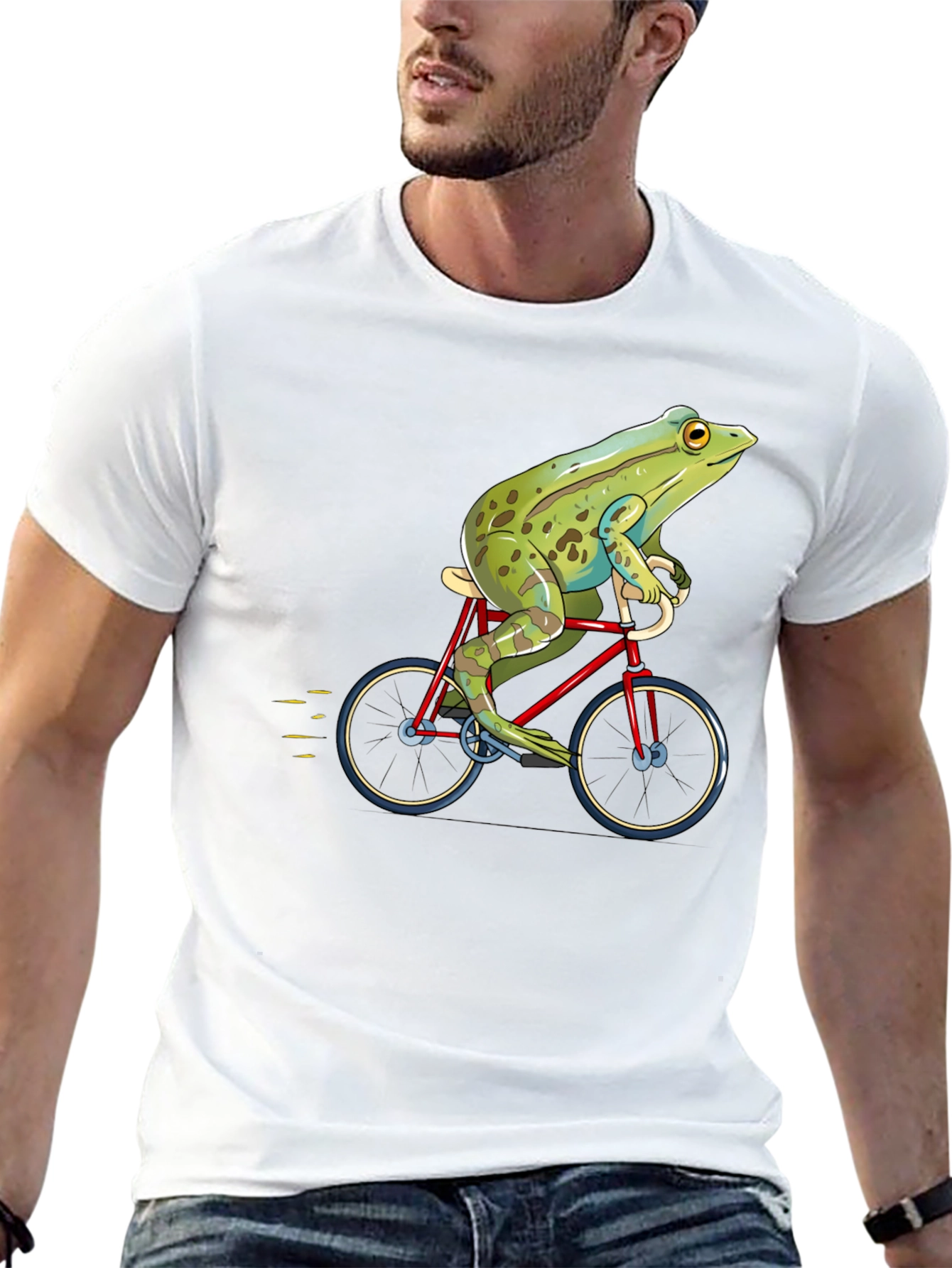 Frog on Bicycle Graphic T-Shirt
