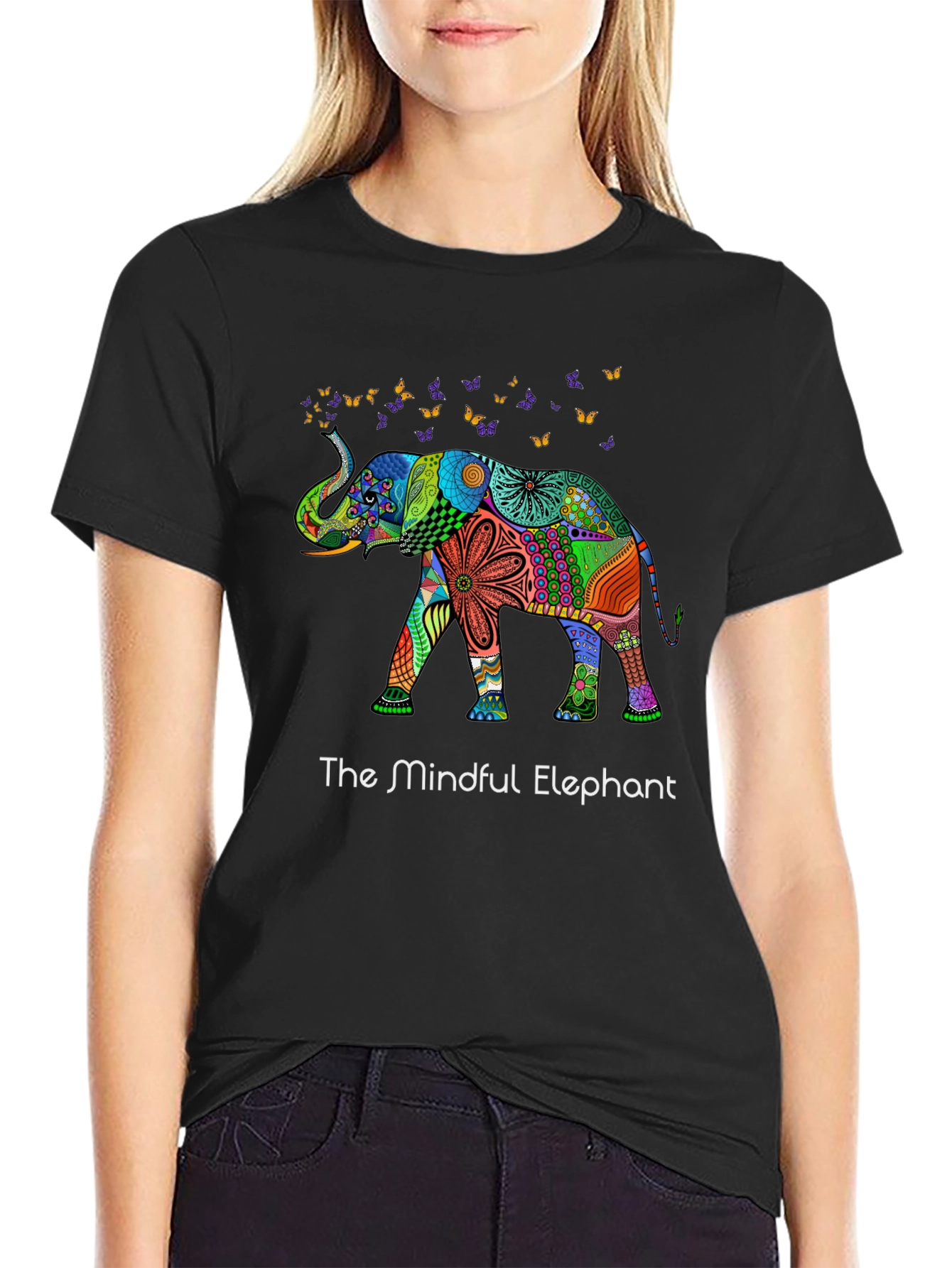 Mindful Elephant Graphic T-Shirt - Stylish Black Tee