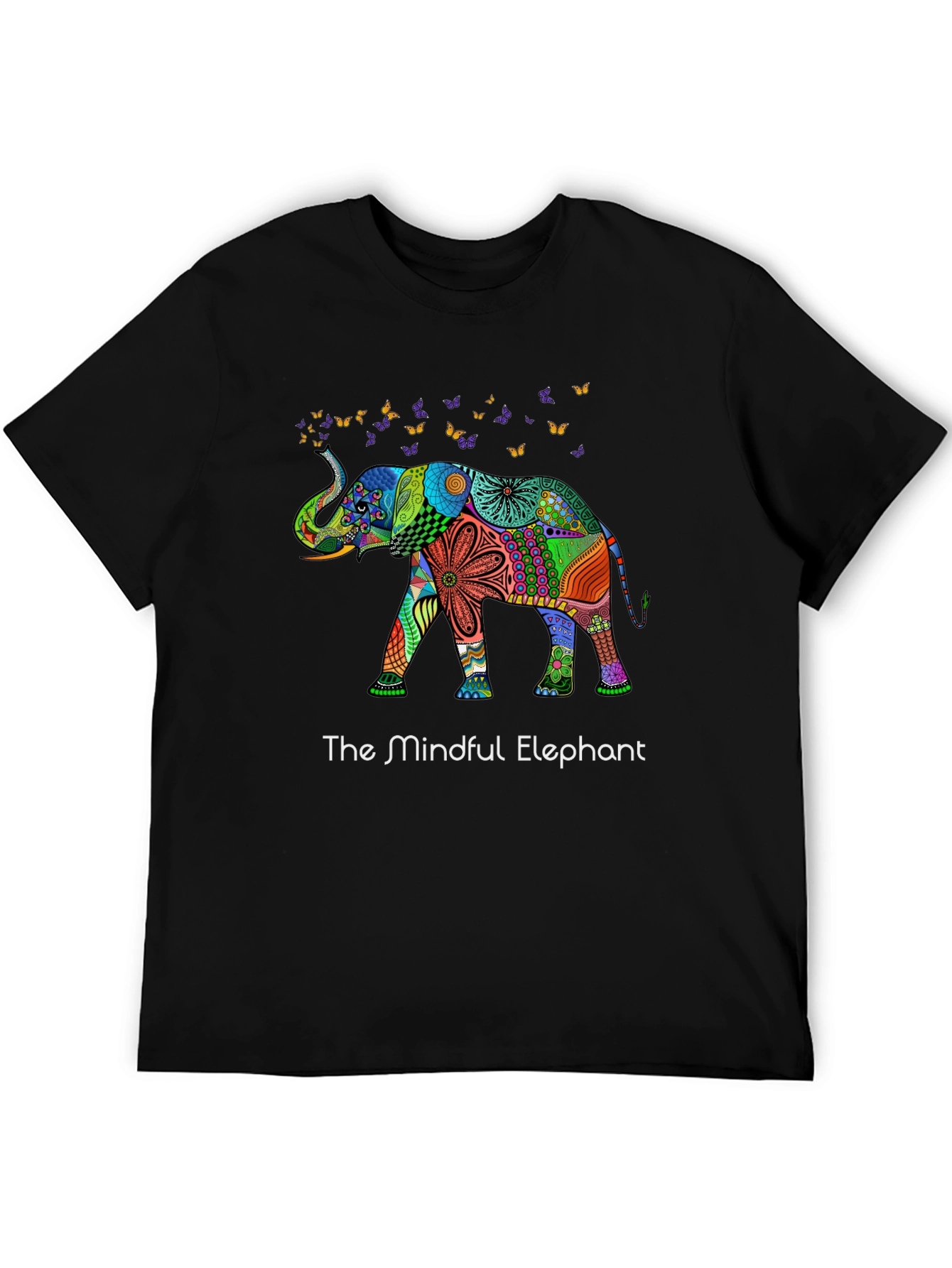Mindful Elephant Graphic T-Shirt - Stylish Black Tee