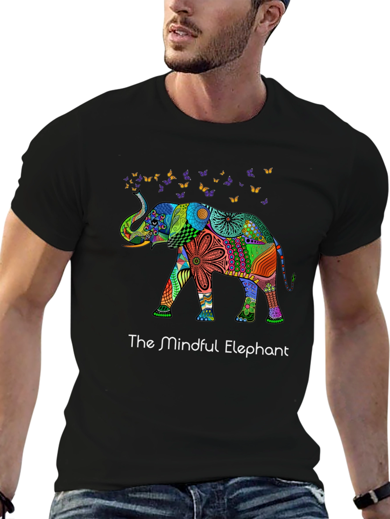 Mindful Elephant Graphic T-Shirt - Stylish Black Tee