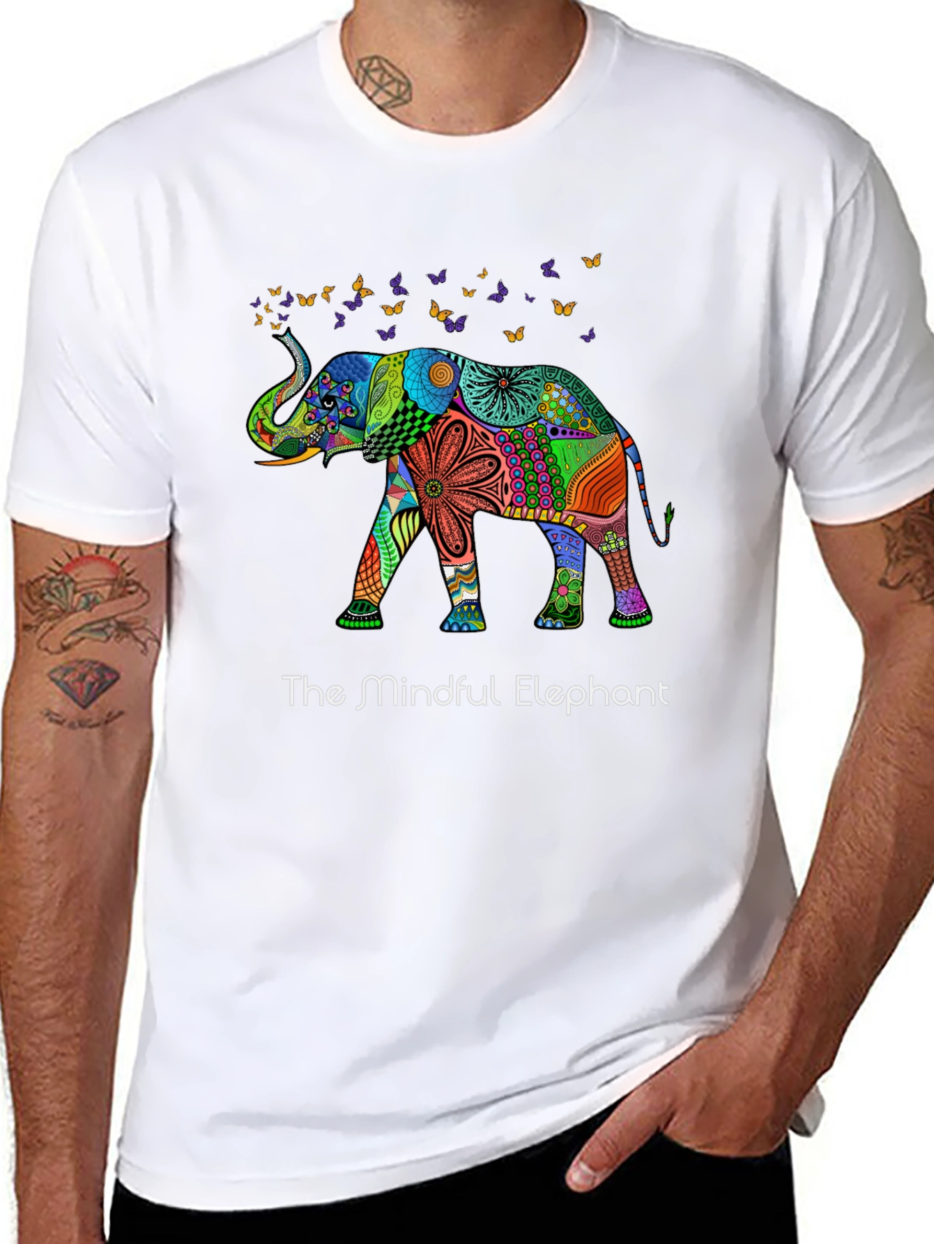 Mindful Elephant Graphic T-Shirt - Stylish Black Tee