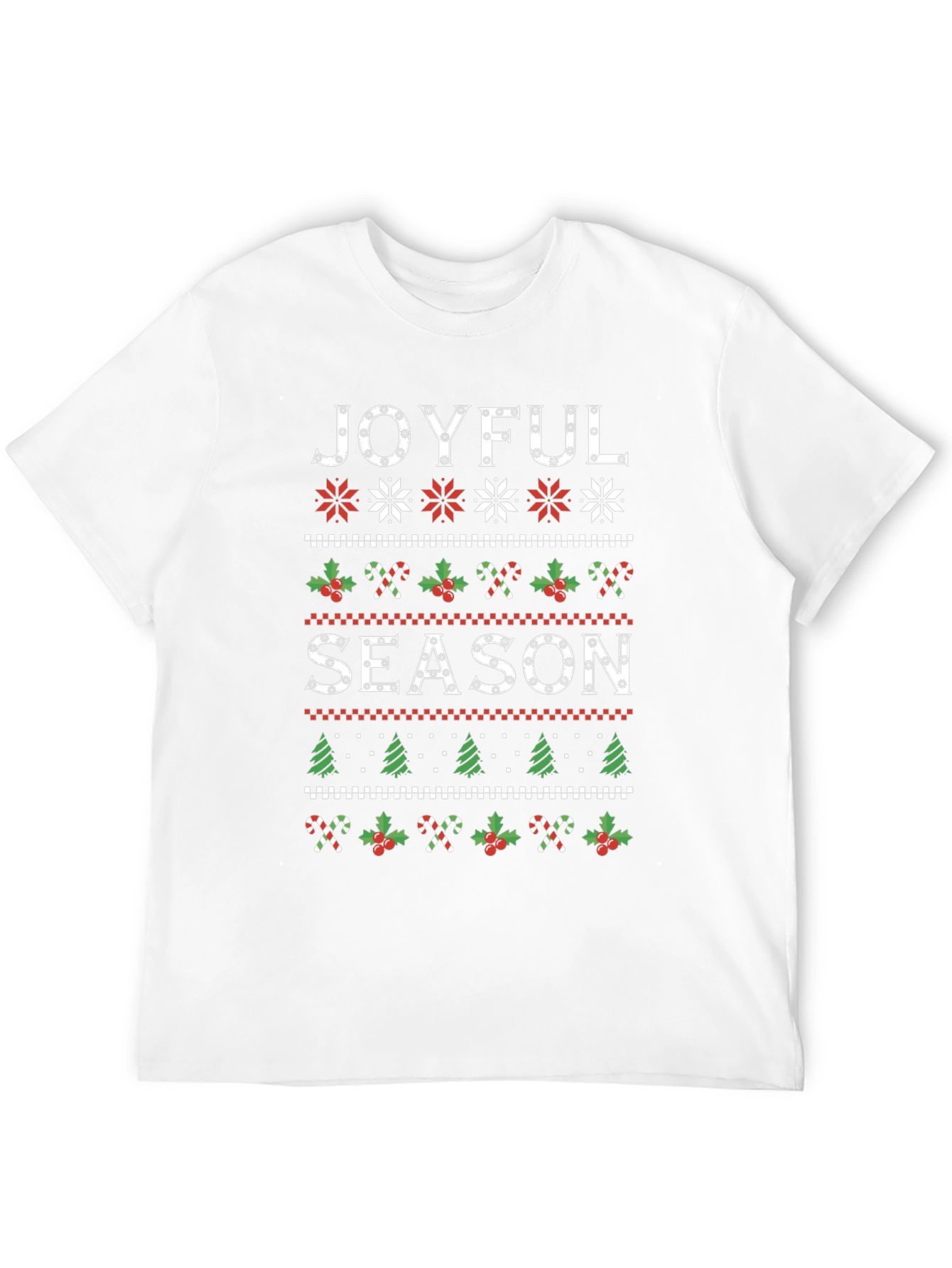 Joyful Season Ugly Christmas Sweater Style T-Shirt