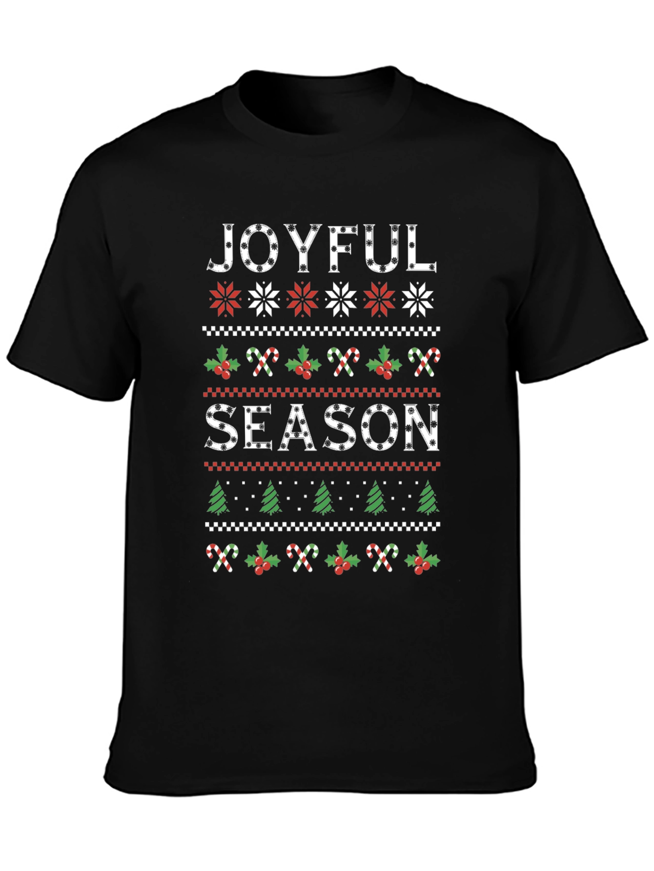 Joyful Season Ugly Christmas Sweater Style T-Shirt