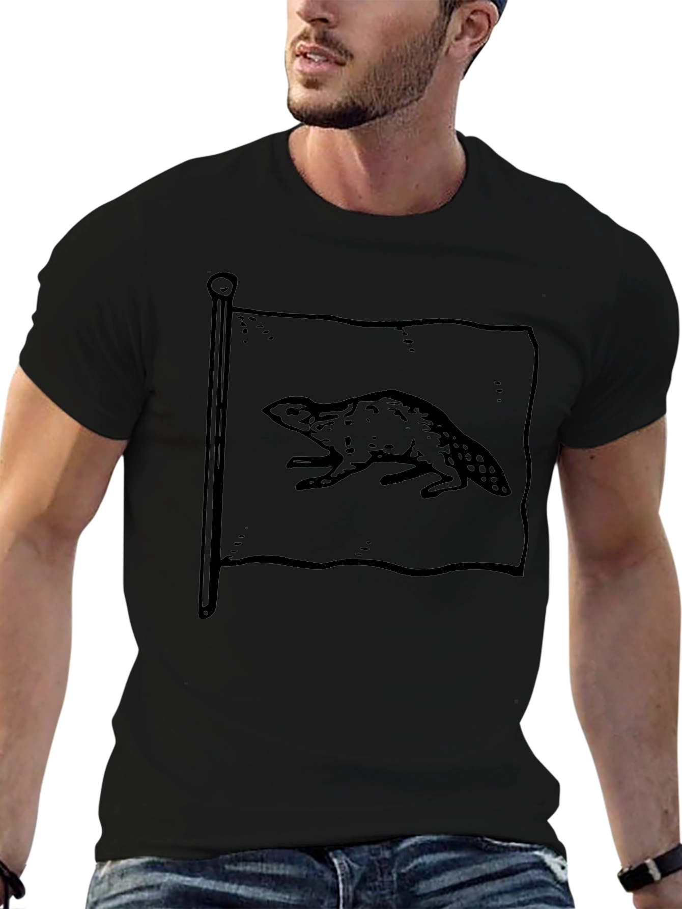 Beaver Flag Graphic Tee - Unisex Black T-Shirt