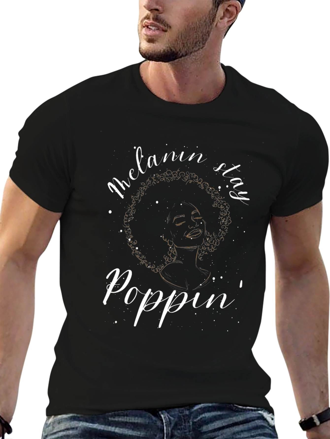 Melanin Poppin Graphic Tee - Stylish Black T-Shirt