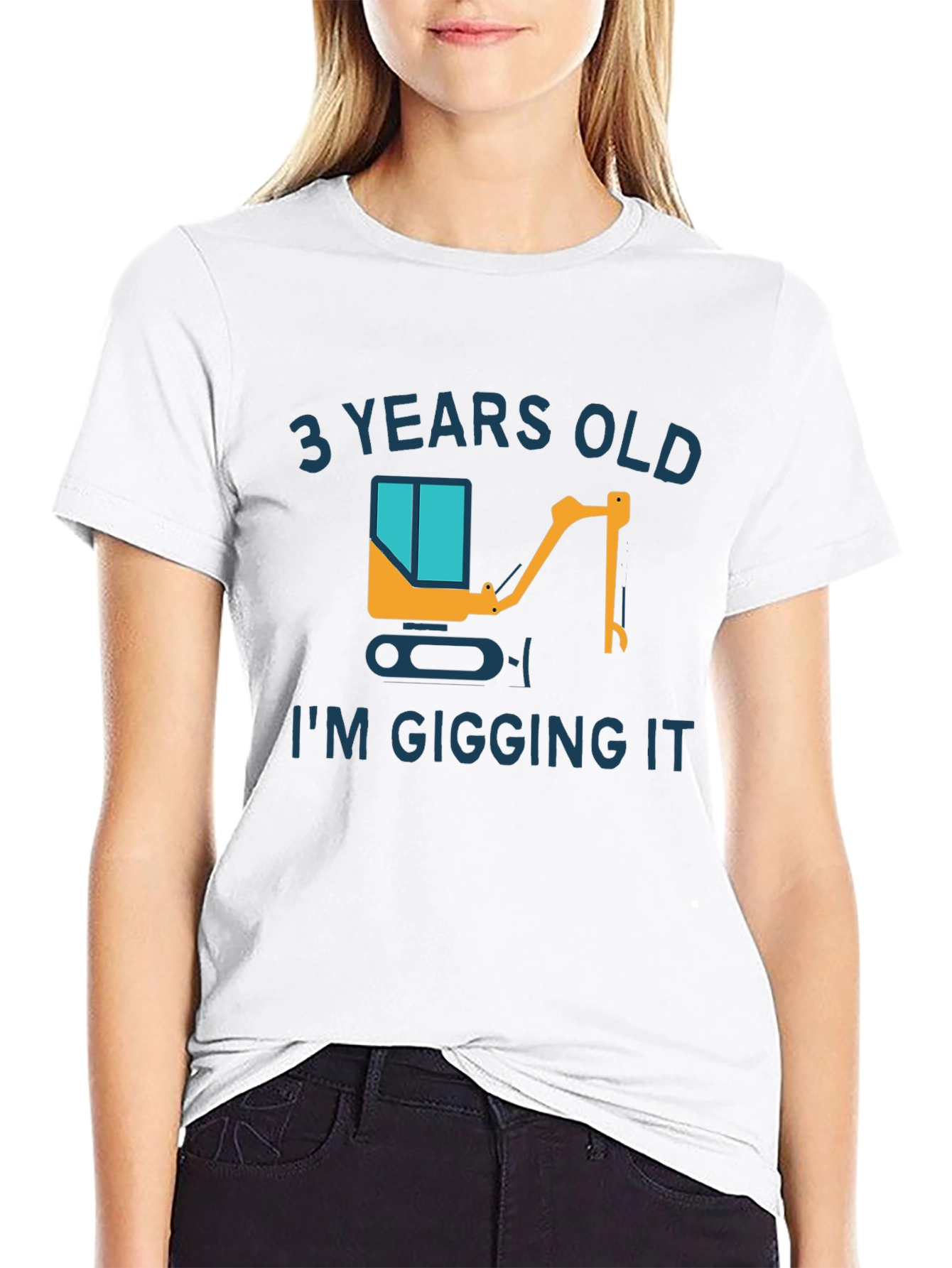 3 Years Old Excavator Graphic T-Shirt
