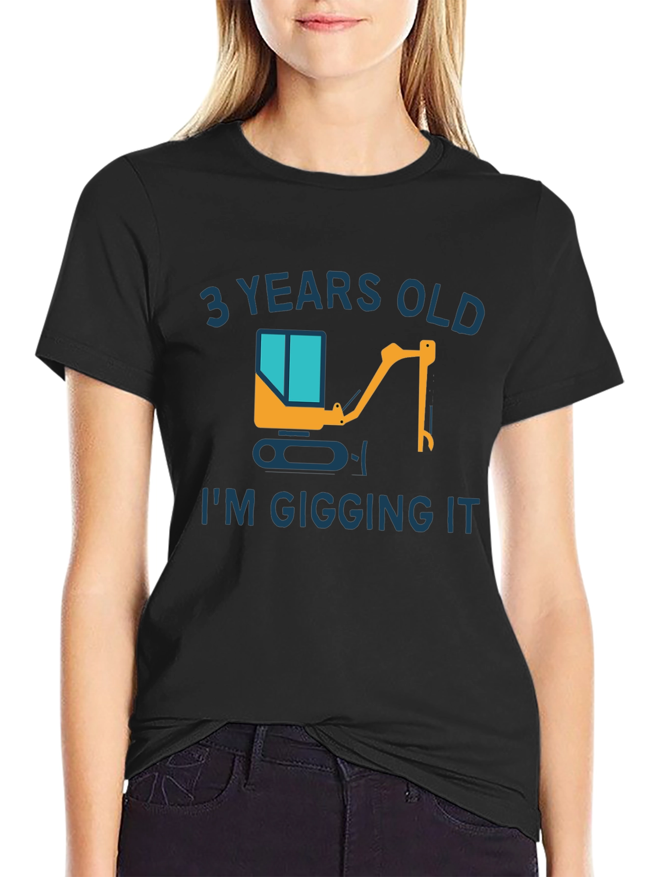 3 Years Old Excavator Graphic T-Shirt