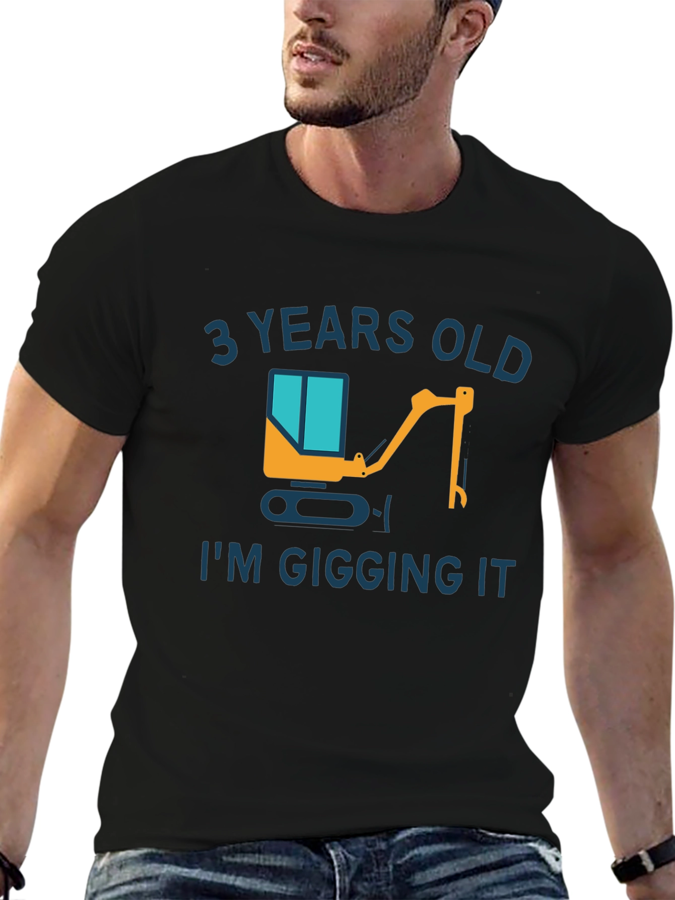 3 Years Old Excavator Graphic T-Shirt