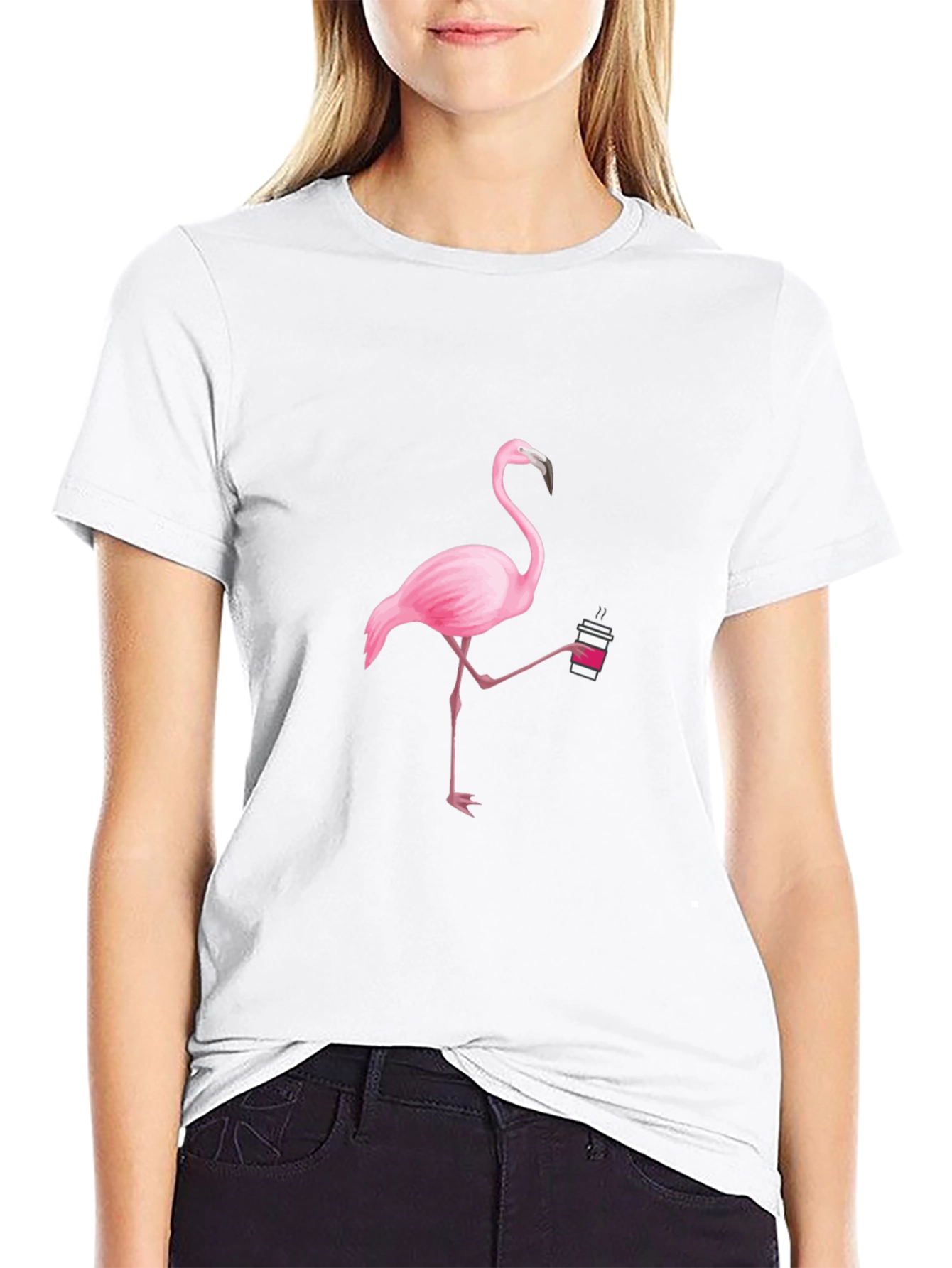 Flamingo Coffee Black T-Shirt