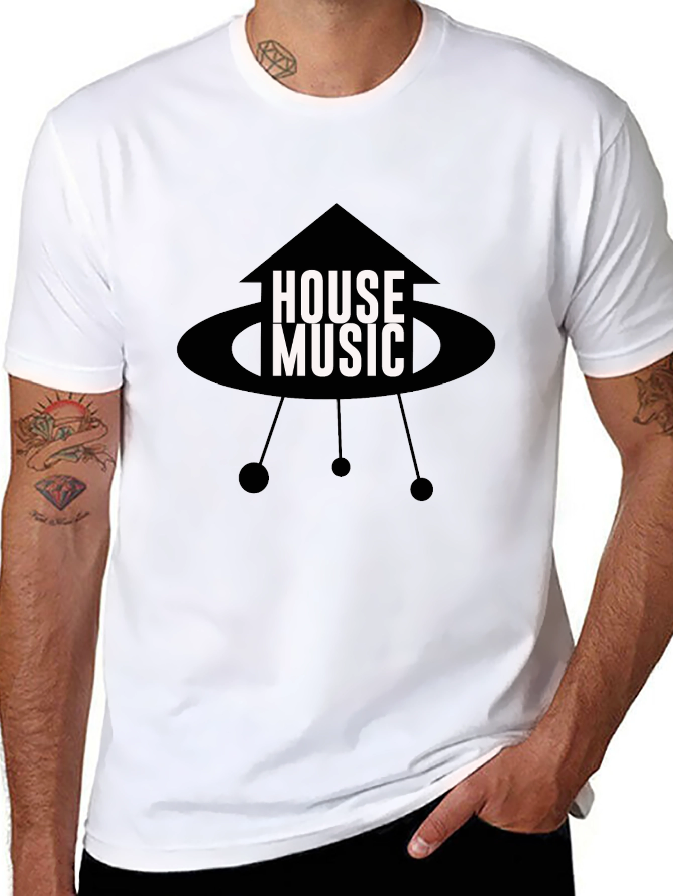 House Music Black Graphic Tee