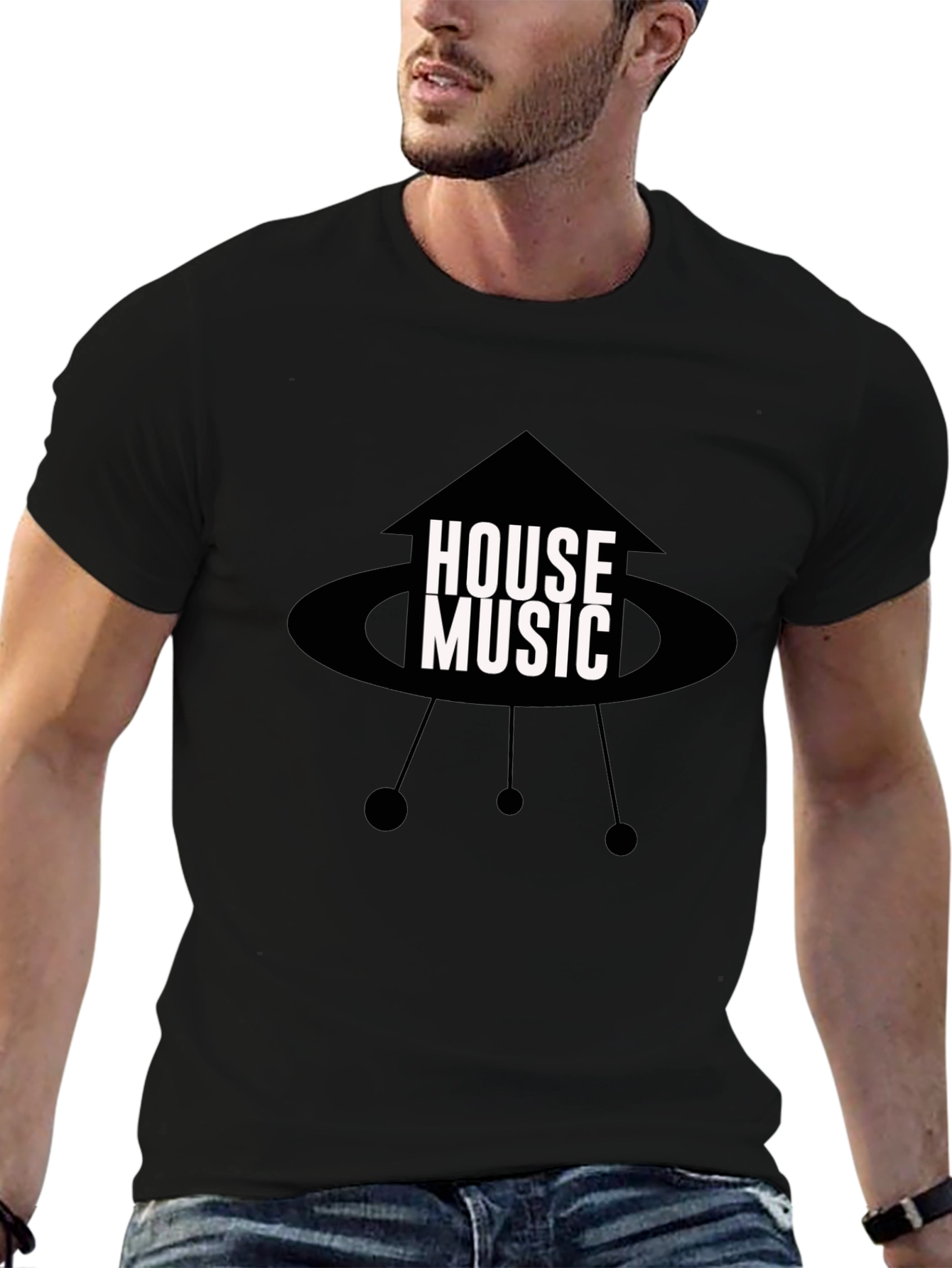 House Music Black Graphic Tee