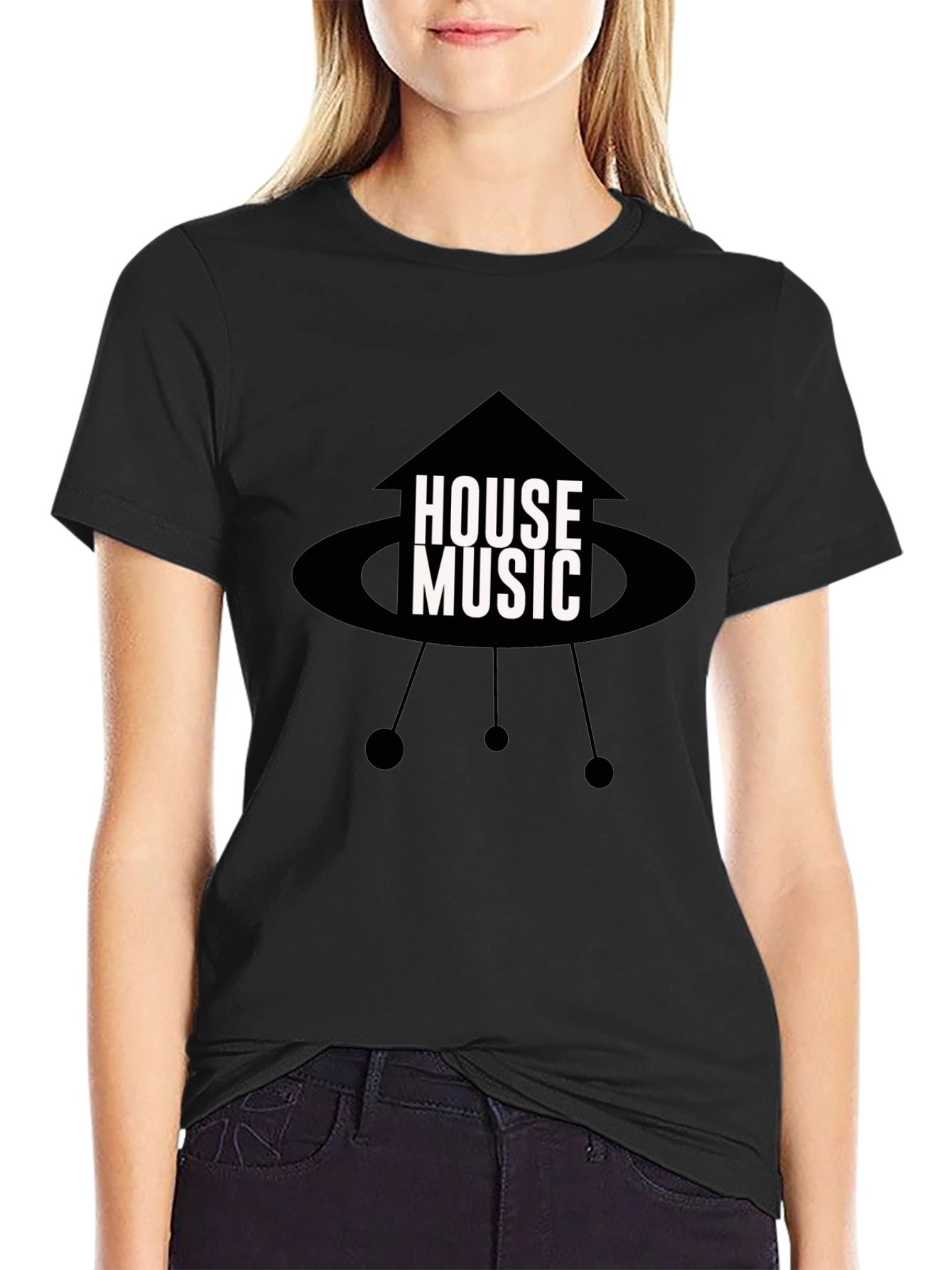 House Music Black Graphic Tee