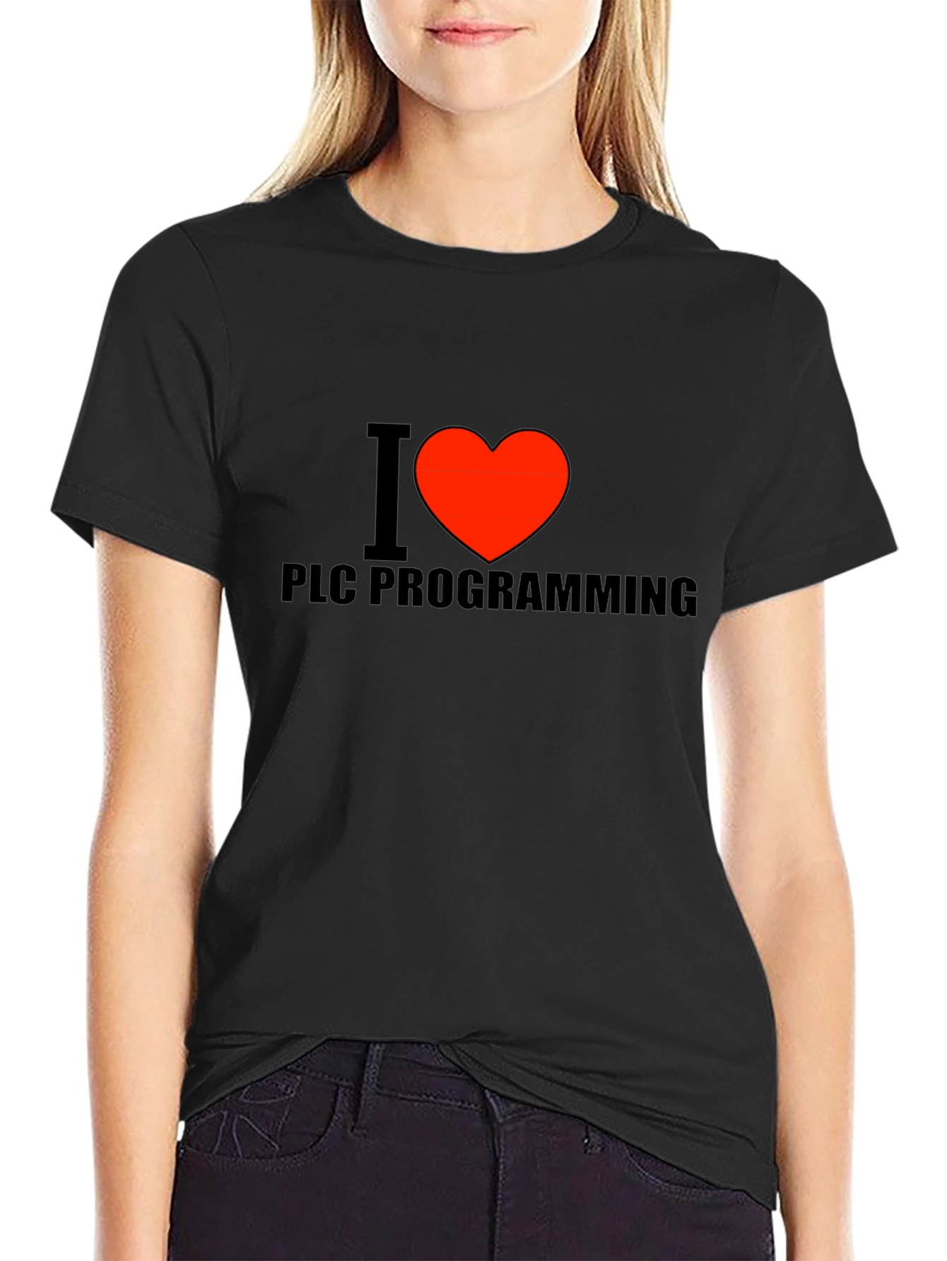 I Love PLC Programming T-Shirt - Black Cotton Tee
